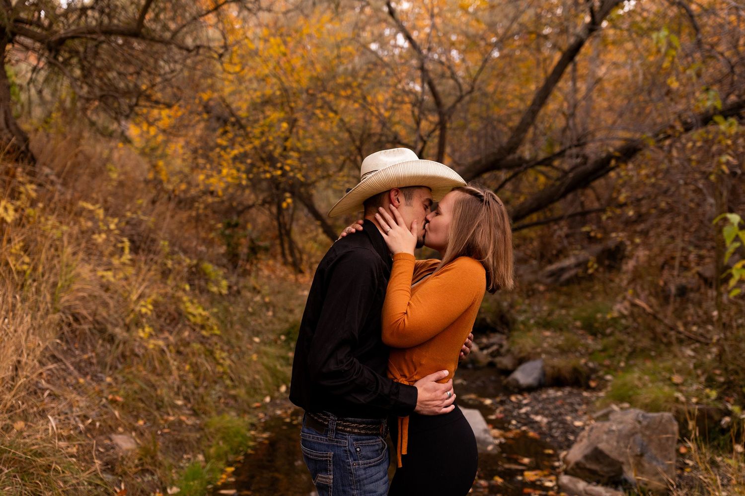 Engagement photo taken at Peterson Creek Park in Kamloops BC during the Fall.