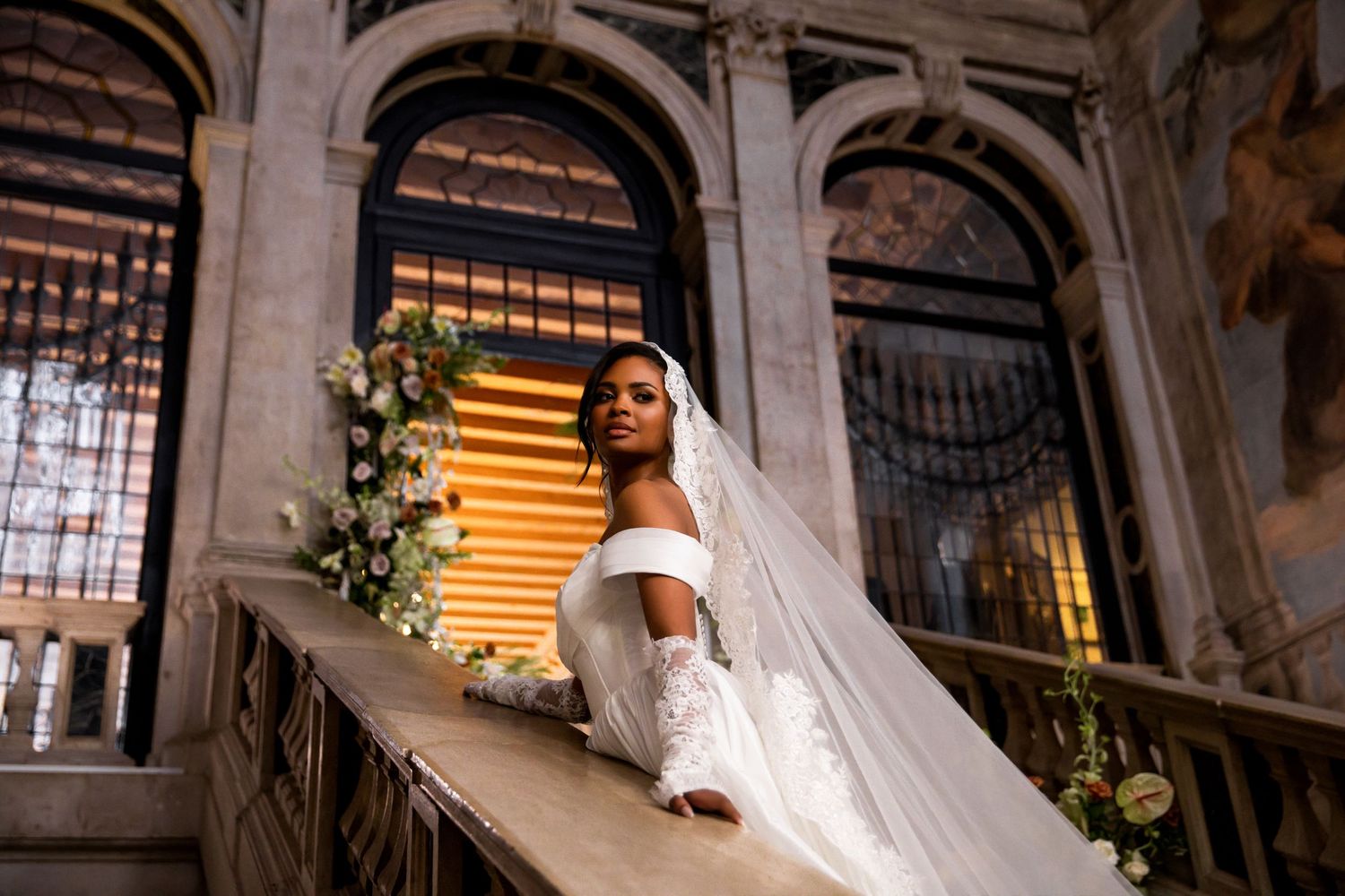 Bride portrait in Italy, captured by a professional wedding photographer, featuring elegant bridal style and stunning Italian scenery.