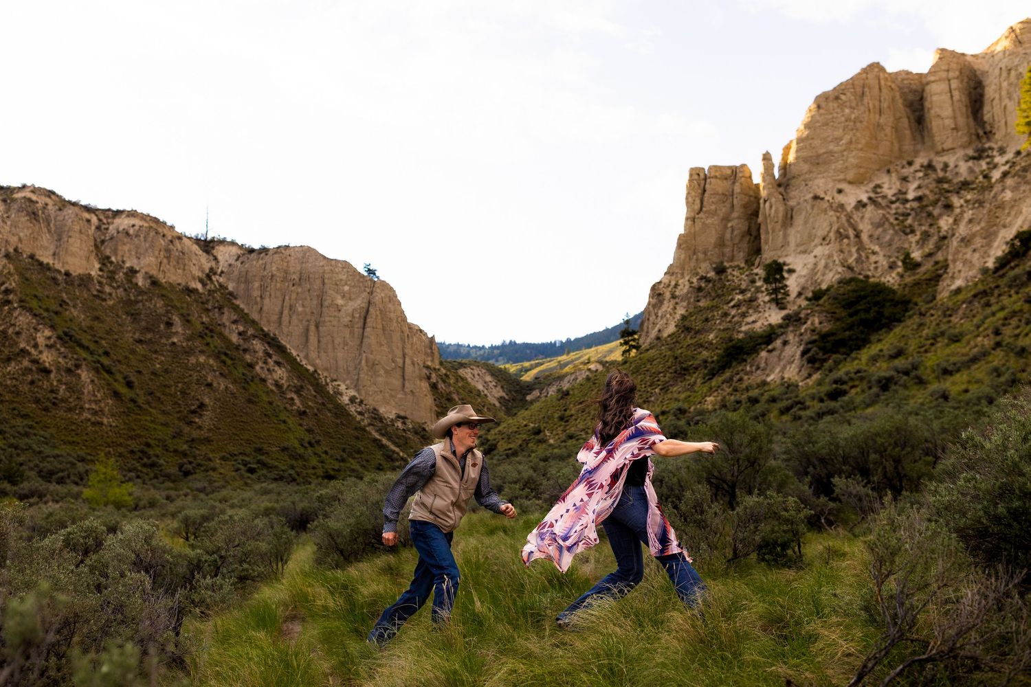 Engagement photo taken at Hoodoo Valley on Shuswap Road in Kamloops BC.