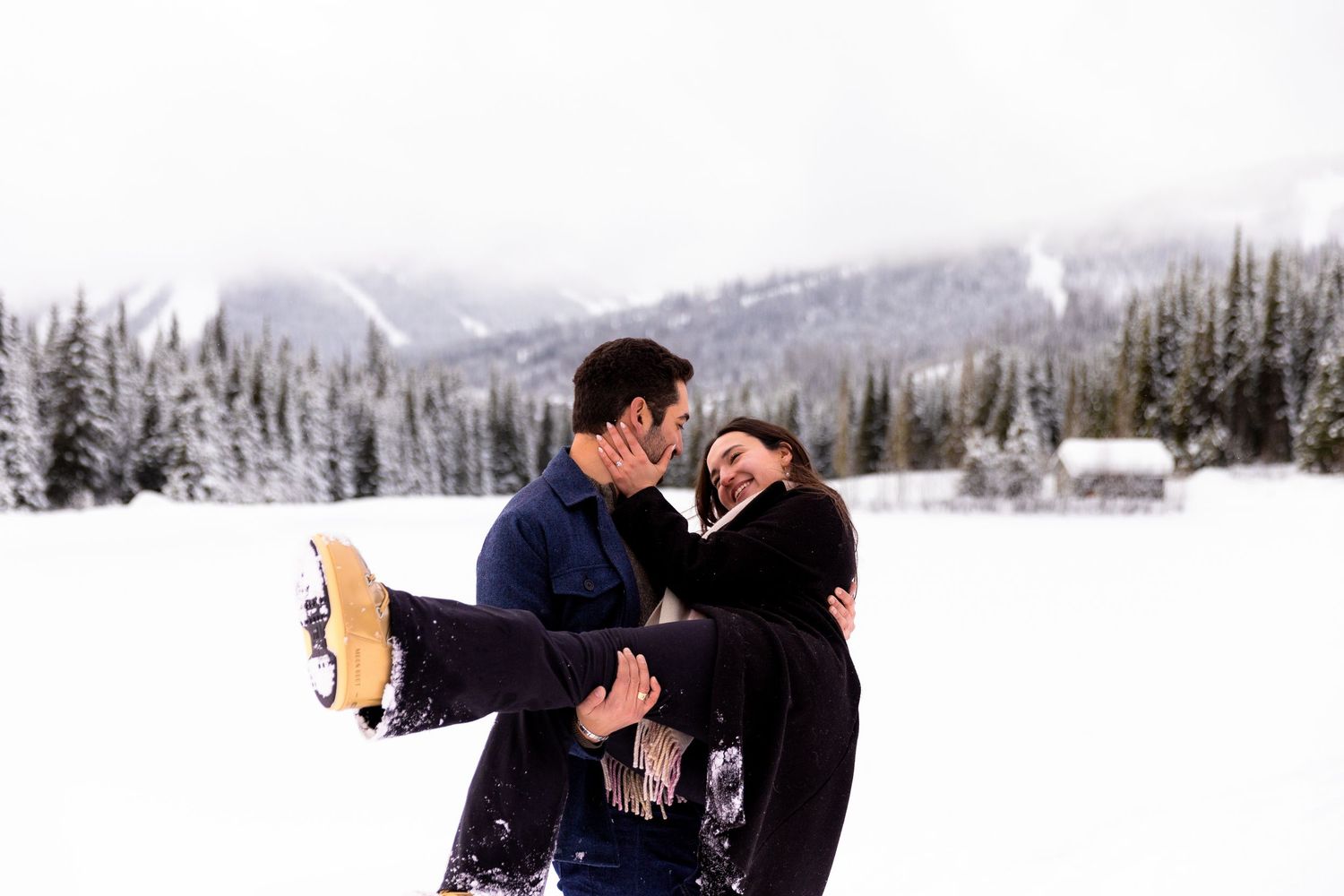 Engagement photo taken at Sun Peaks, BC.