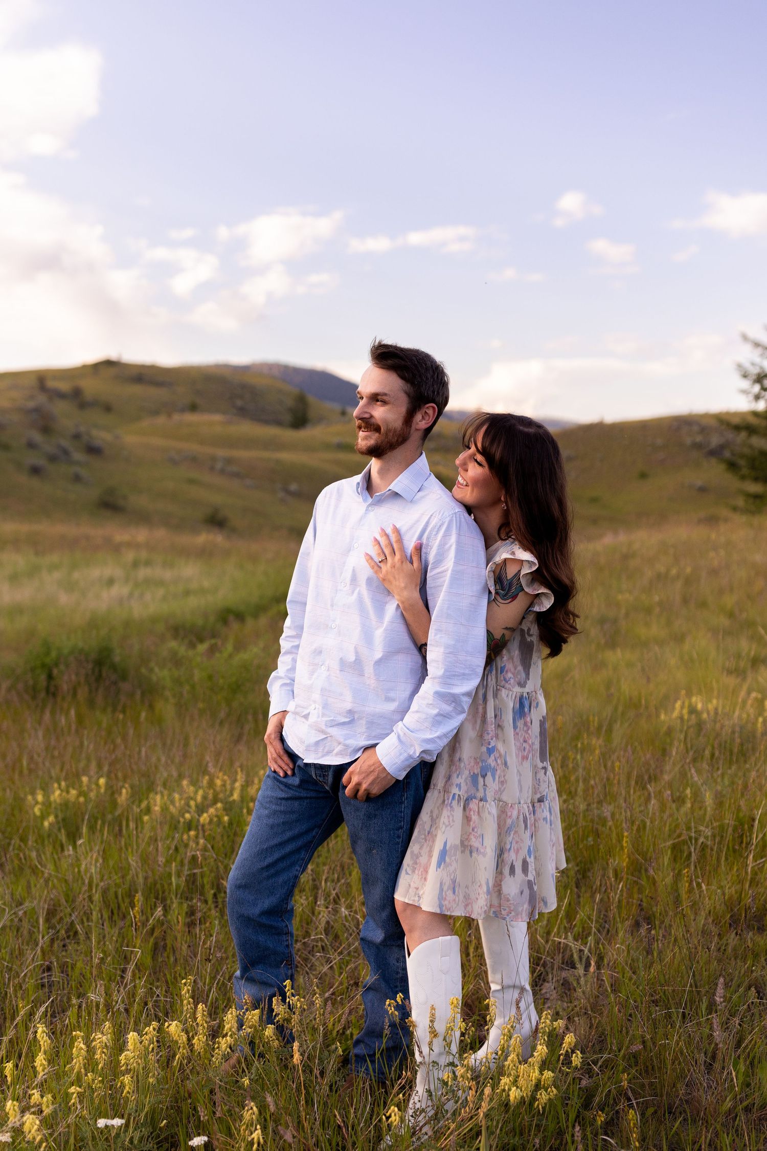 Engagement photo taken in the Lac du Bois Grasslands in Kamloops, BC.