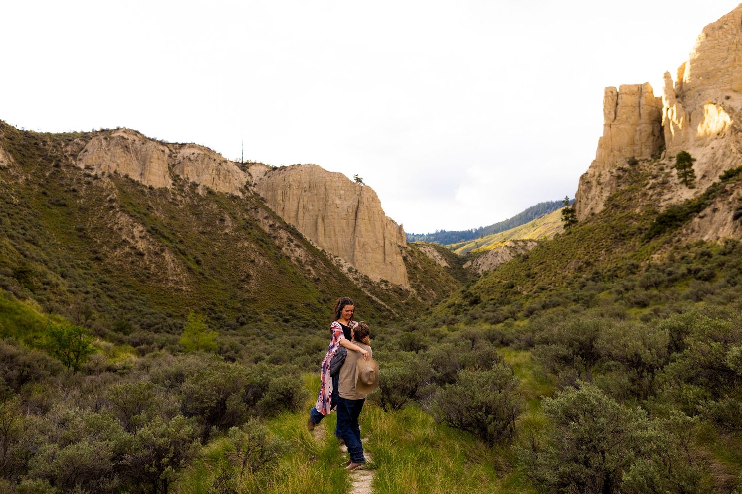 Engagement photo taken at Hoodoo Valley on Shuswap Road in Kamloops BC.