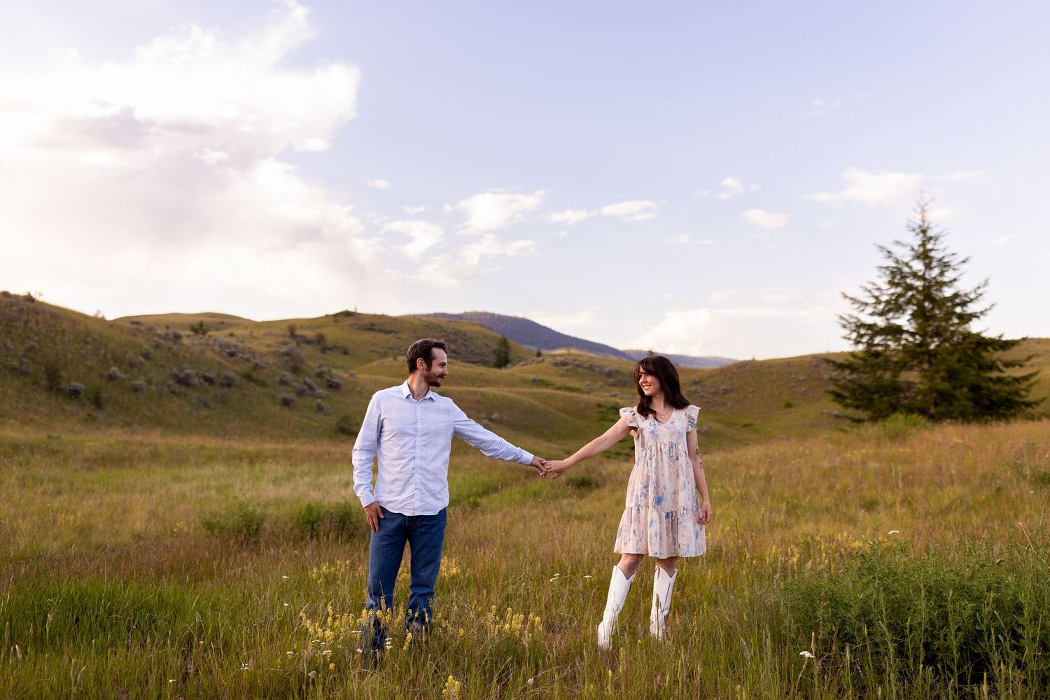 Engagement photo taken in the Lac du Bois Grasslands in Kamloops, BC.
