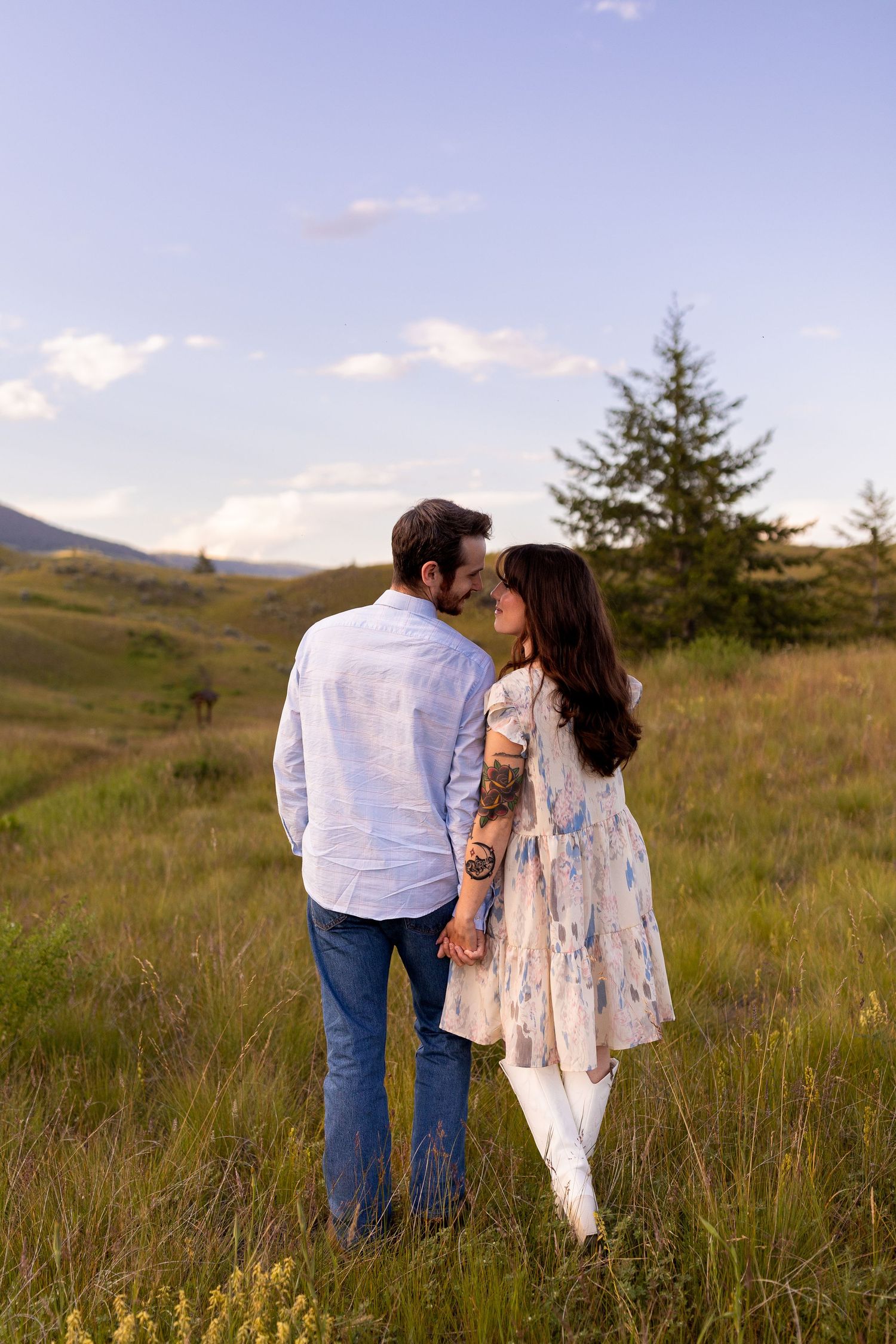 Engagement photo taken in the Lac du Bois Grasslands in Kamloops, BC.