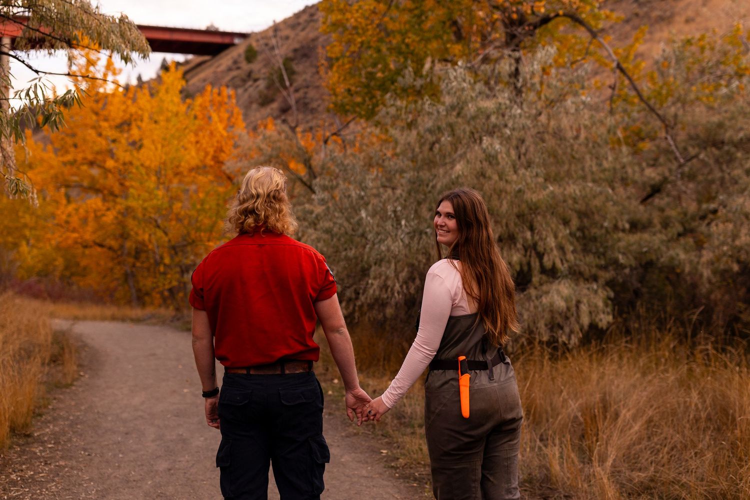 Engagement photo taken at Peterson Creek Park in Kamloops BC during the Fall.