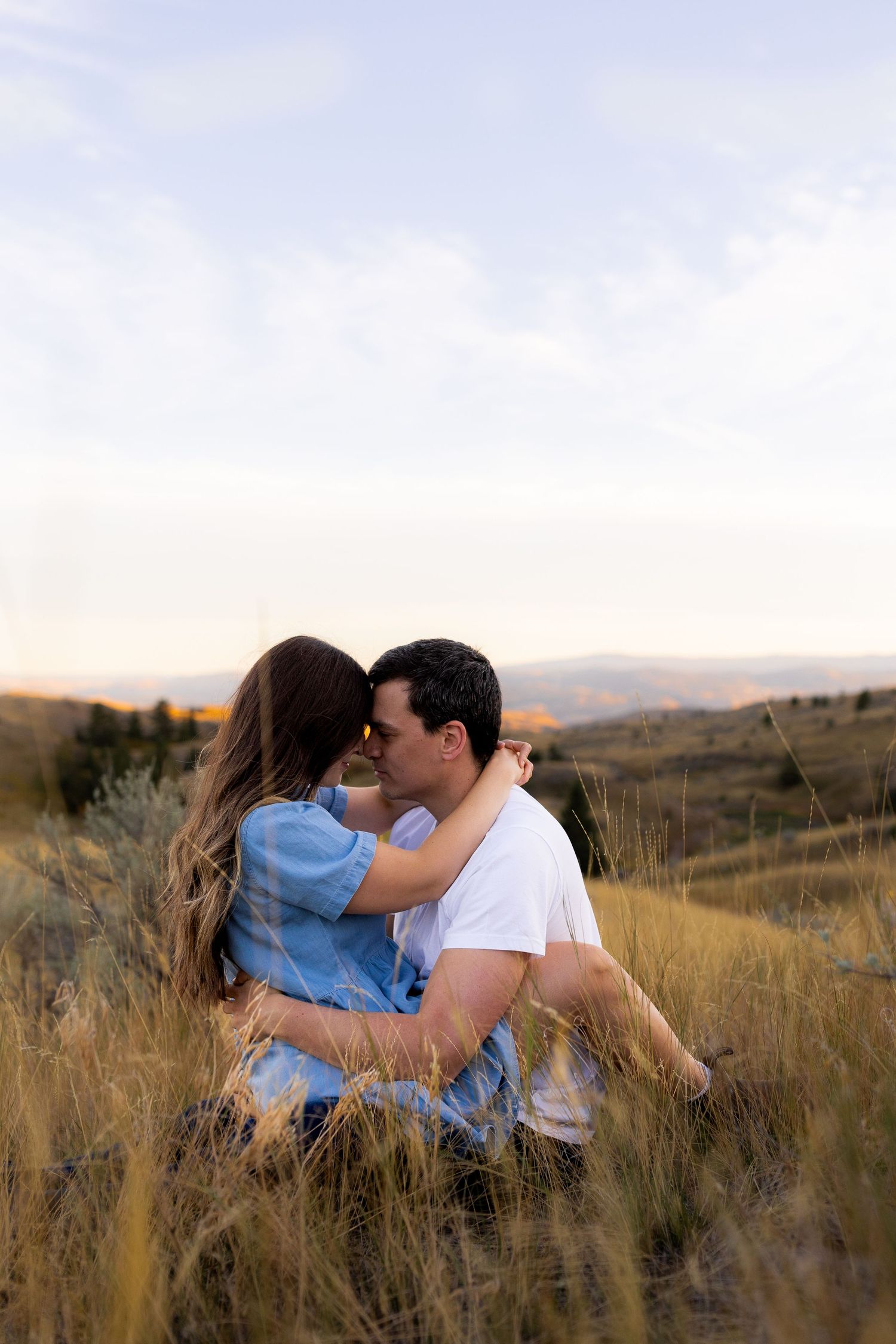Engagement photo taken in the Lac du Bois Grasslands in Kamloops, BC.