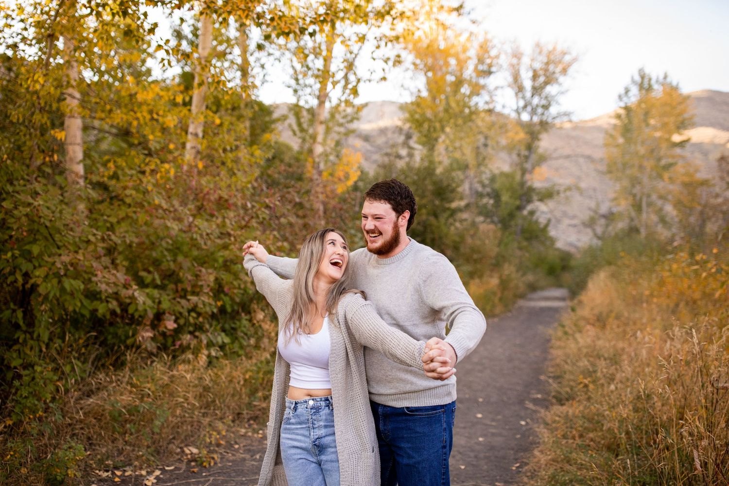 Engagement photo taken at Tranquille Creek Park, Kamloops BC in the Fall.