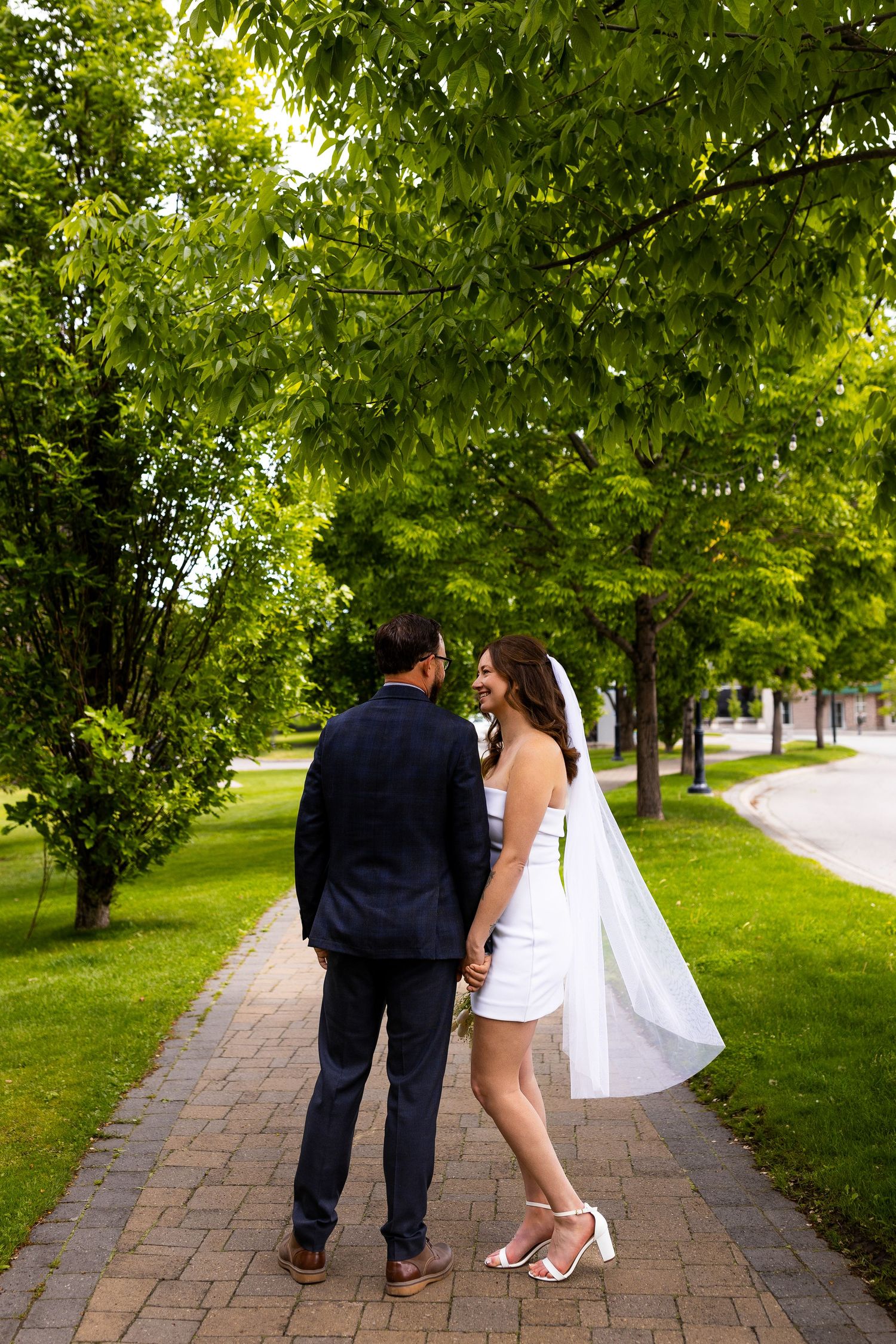 Elopement photo taken downtown Kamloops BC in Riverside Park.