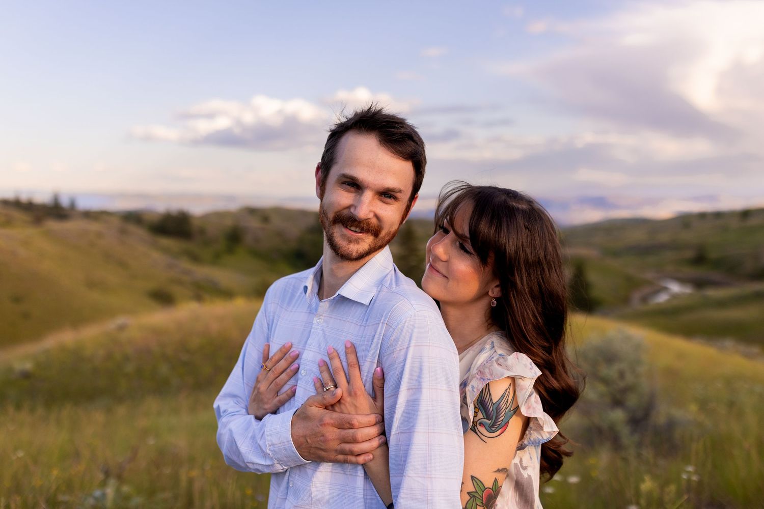 Engagement photo taken in the Lac du Bois Grasslands in Kamloops, BC.
