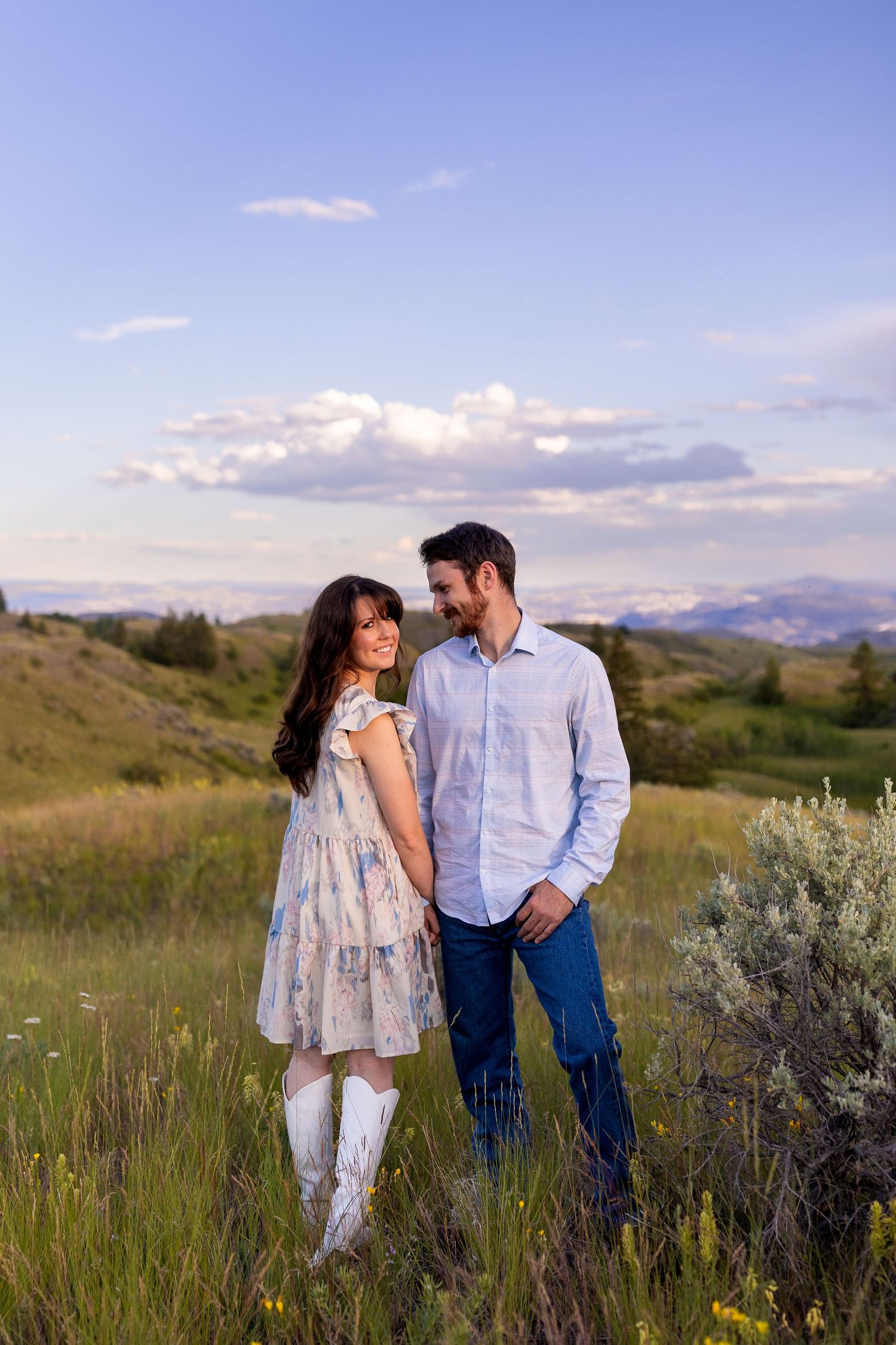 Engagement photo taken in the Lac du Bois Grasslands in Kamloops, BC.