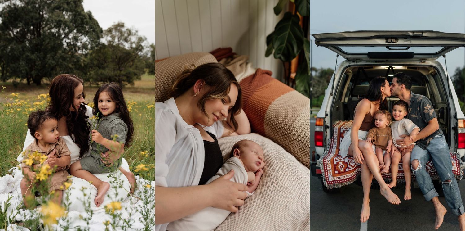 Multiple images of In-Home newborn and family sessions captured in Penrith, Sydney and the Blue Mountains.