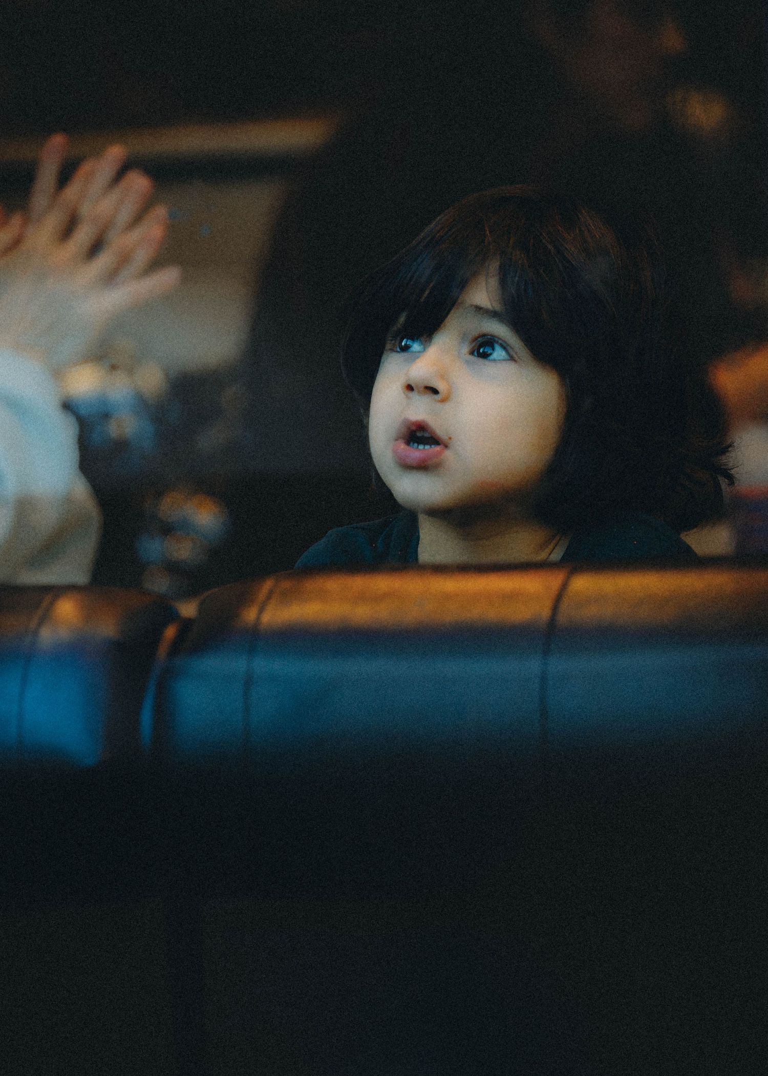 A moody low-light cinematic photo series showing overlapping profile views against a dark atmospheric background.