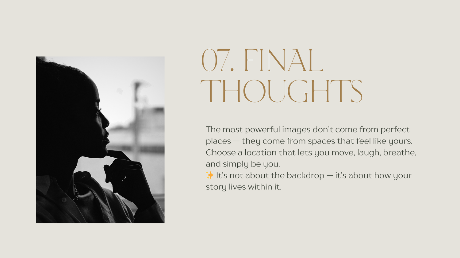 Document showing 'Final Thoughts' section with elegant typography and layout design.