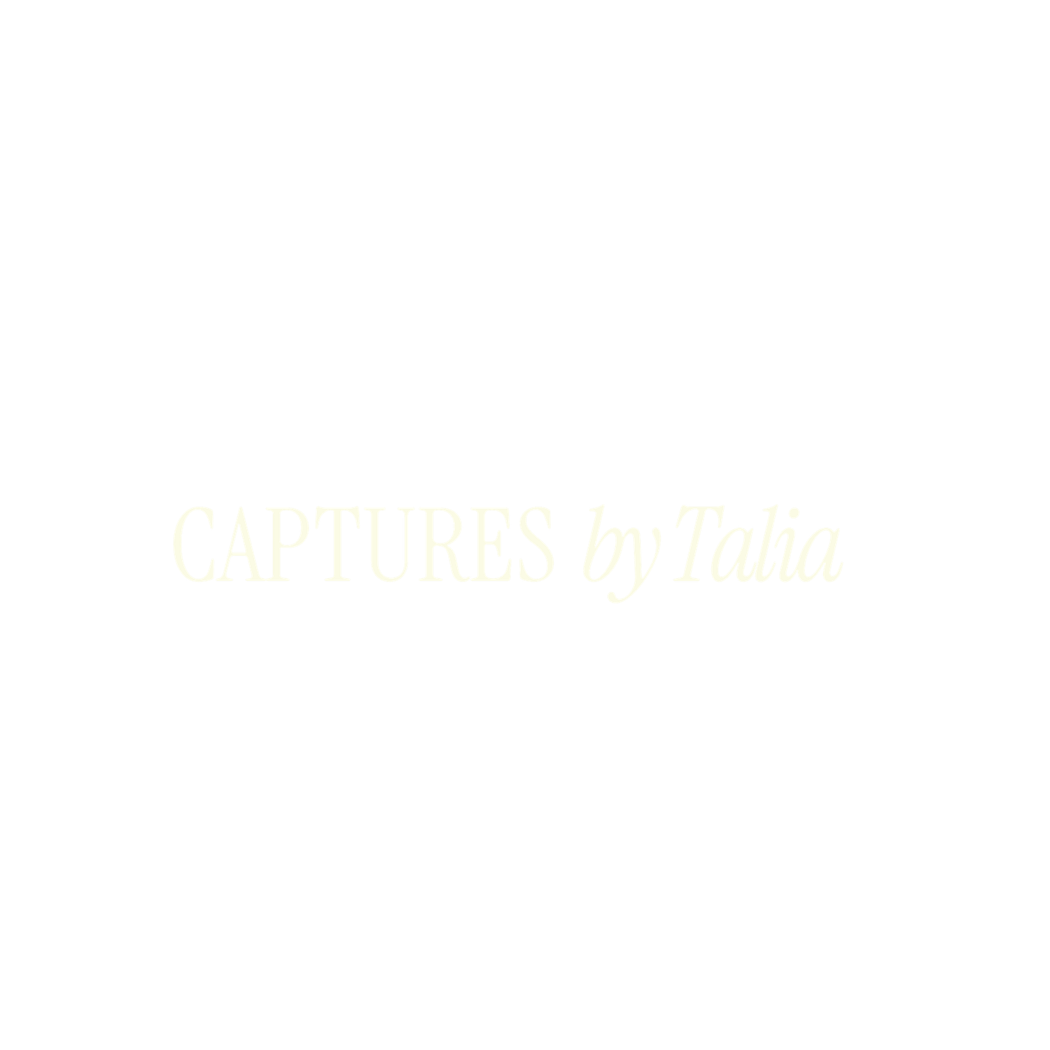 Captures by Bala photography logo in elegant cream text on a white background.