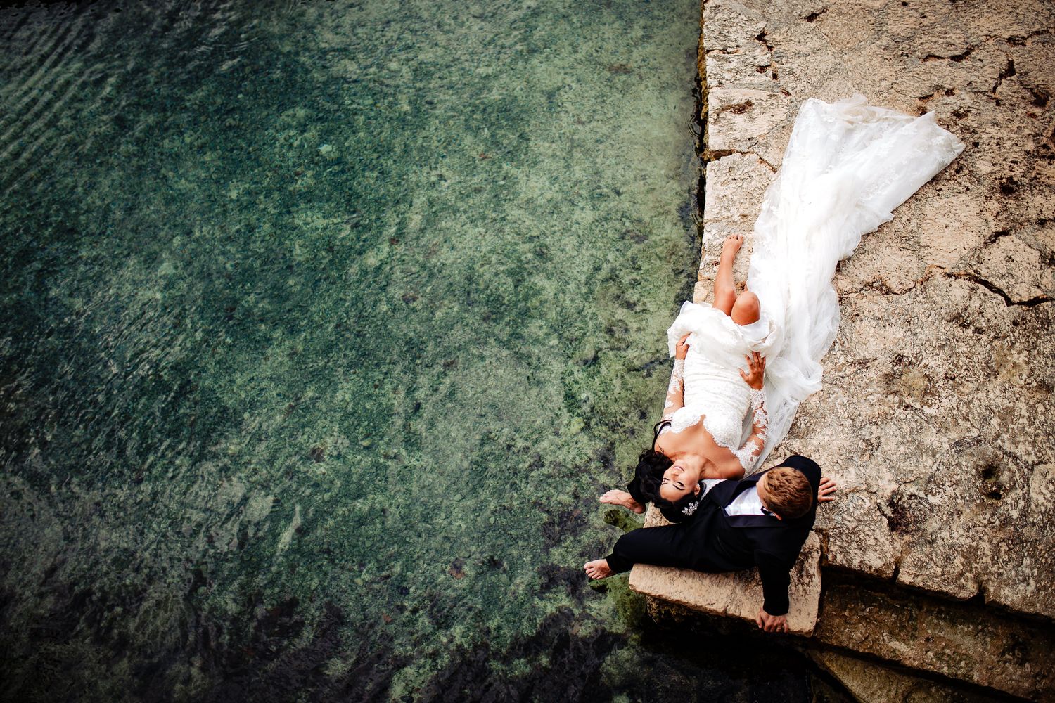 destination wedding couple portraits Xcaret Mexico – artistic wedding photographer Alan Fresnel.