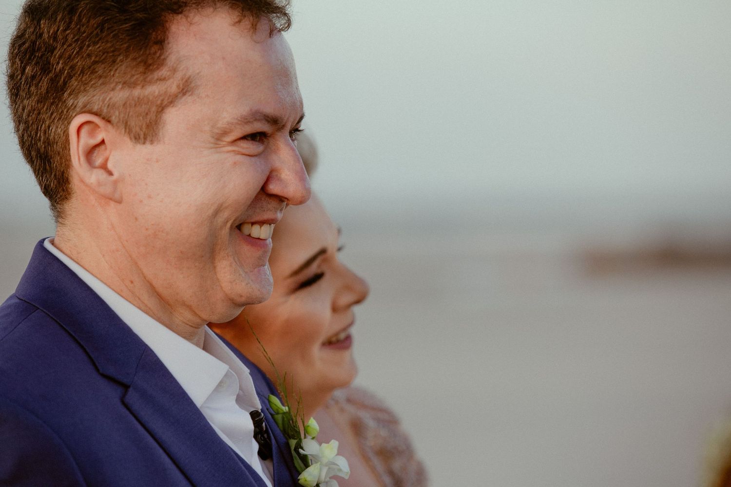 A series of festive wedding party photos showing happy moments during an outdoor celebration.
