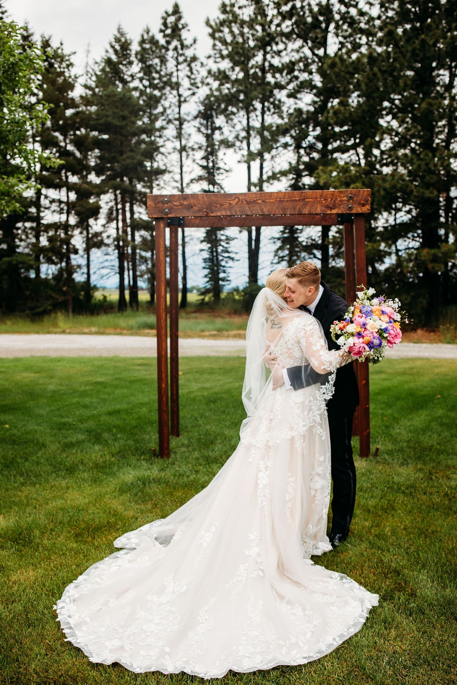 Autumn and Robin's Kalispell MT wedding first look