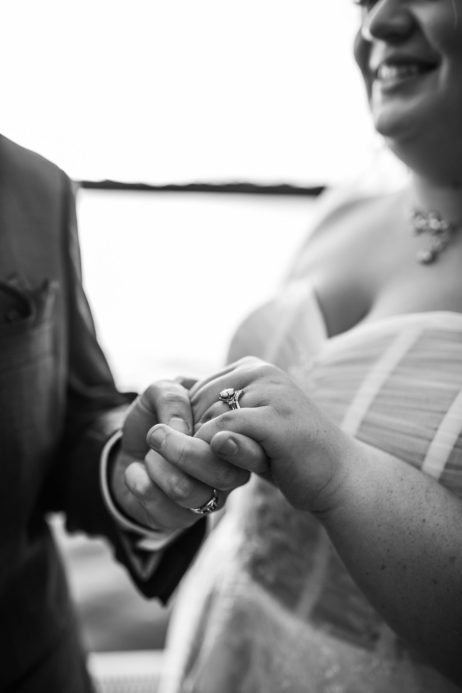 Bridal Portraits of Cindy and Ashley on the dock at Abraham Lincoln Lodge Venue.