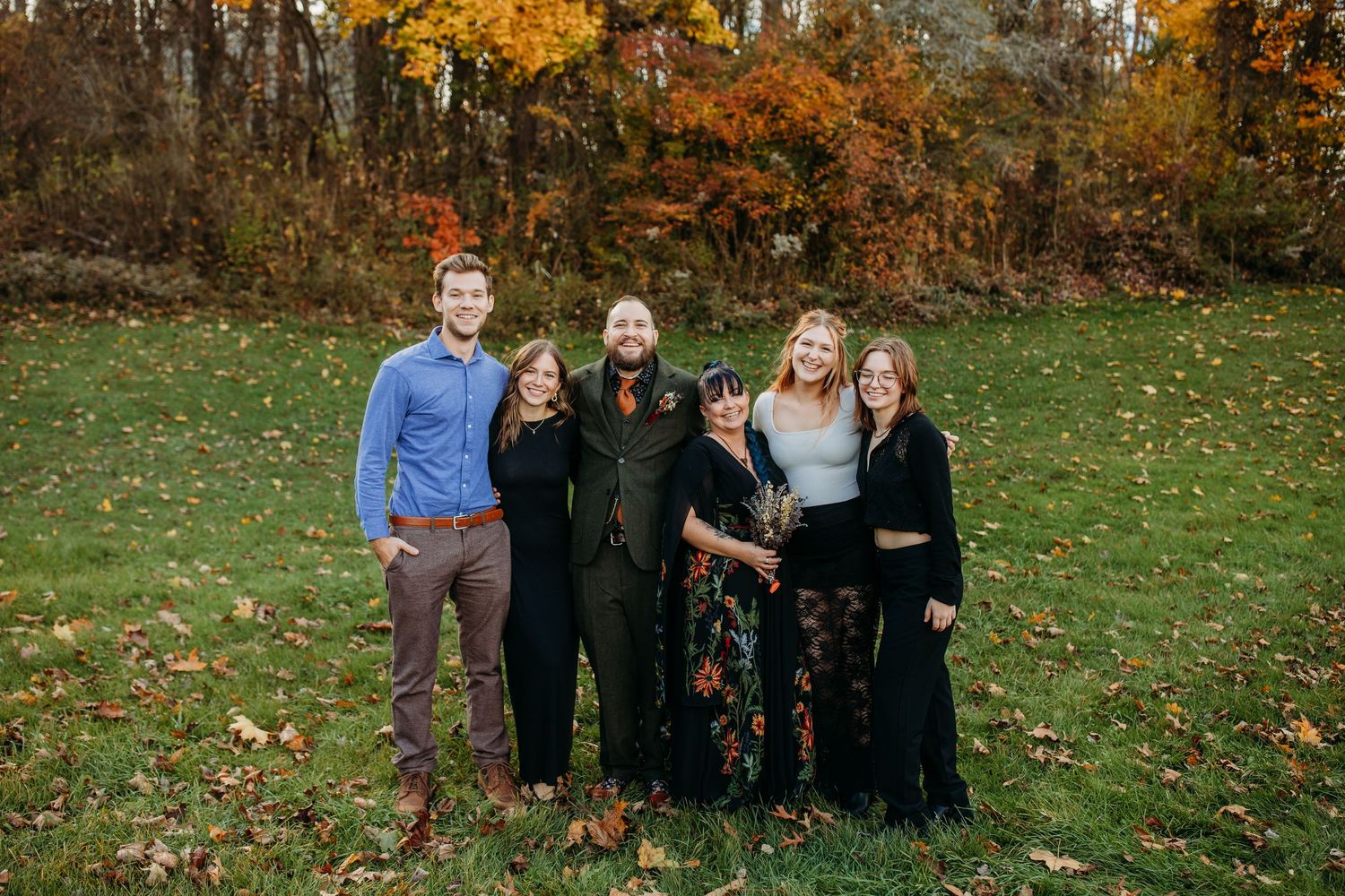 A family photo on wedding day in Attica, NY