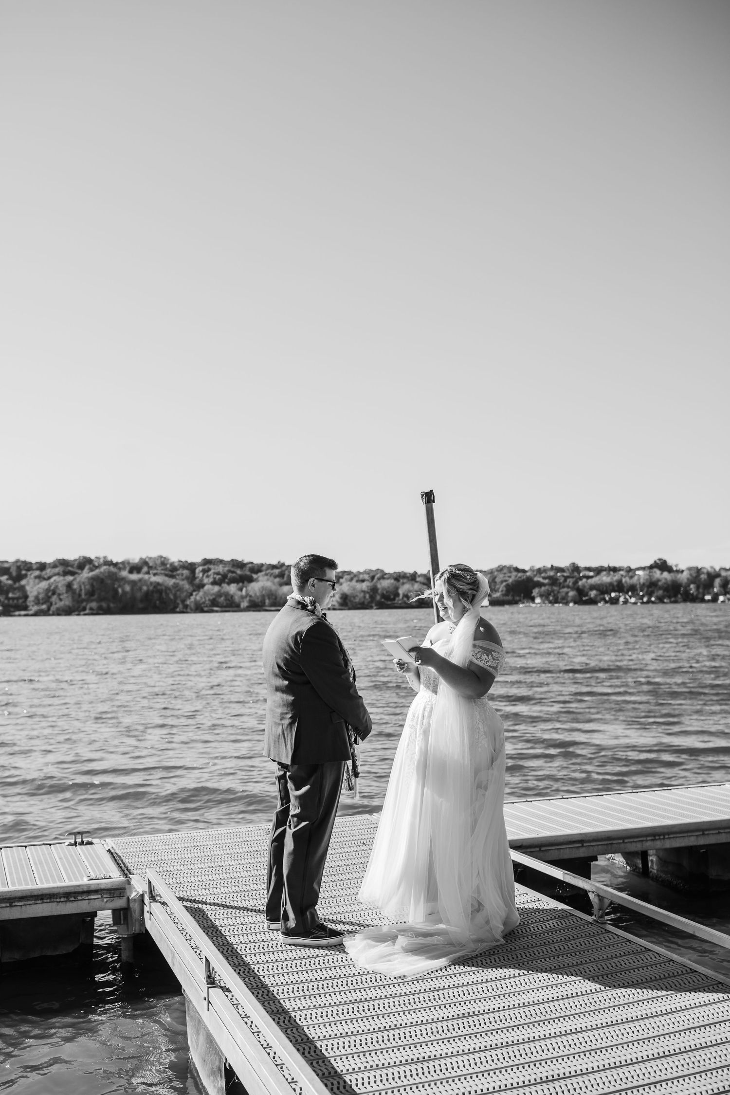 Bridal Portraits of Cindy and Ashley in front of the lake at Abraham Lincoln Lodge Venue.