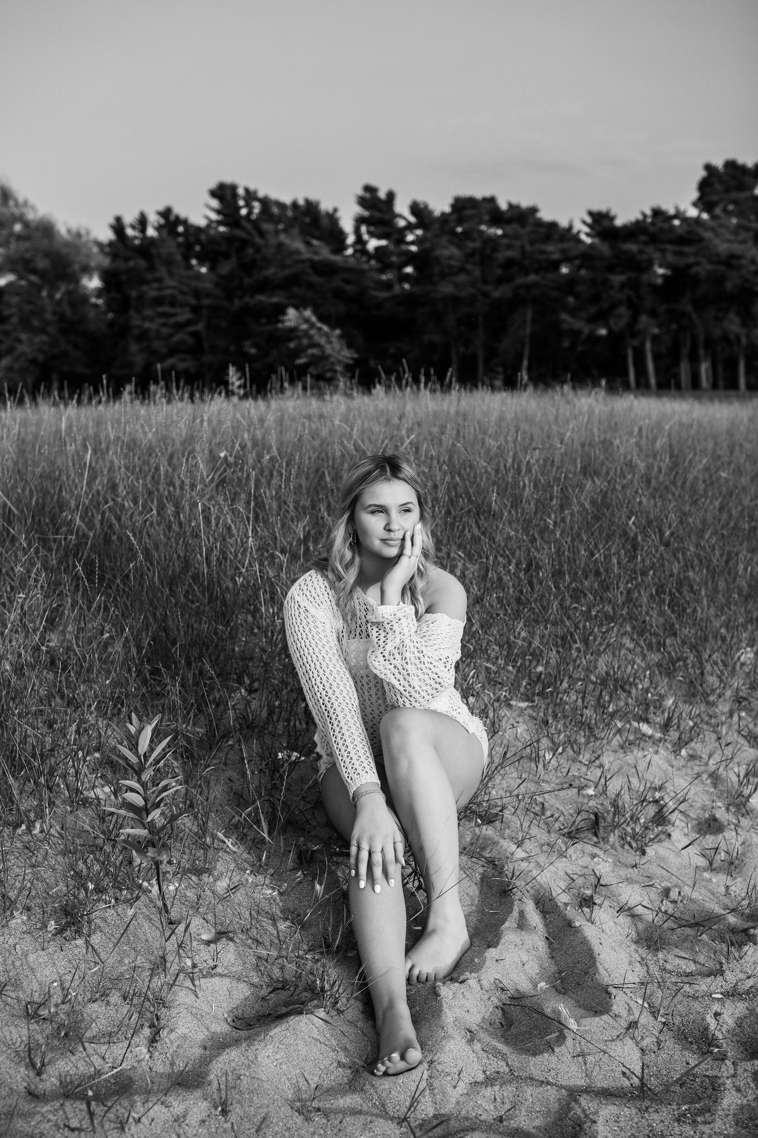 Senior girl photos at the beach in Hamlin, NY at Hamlin Beach