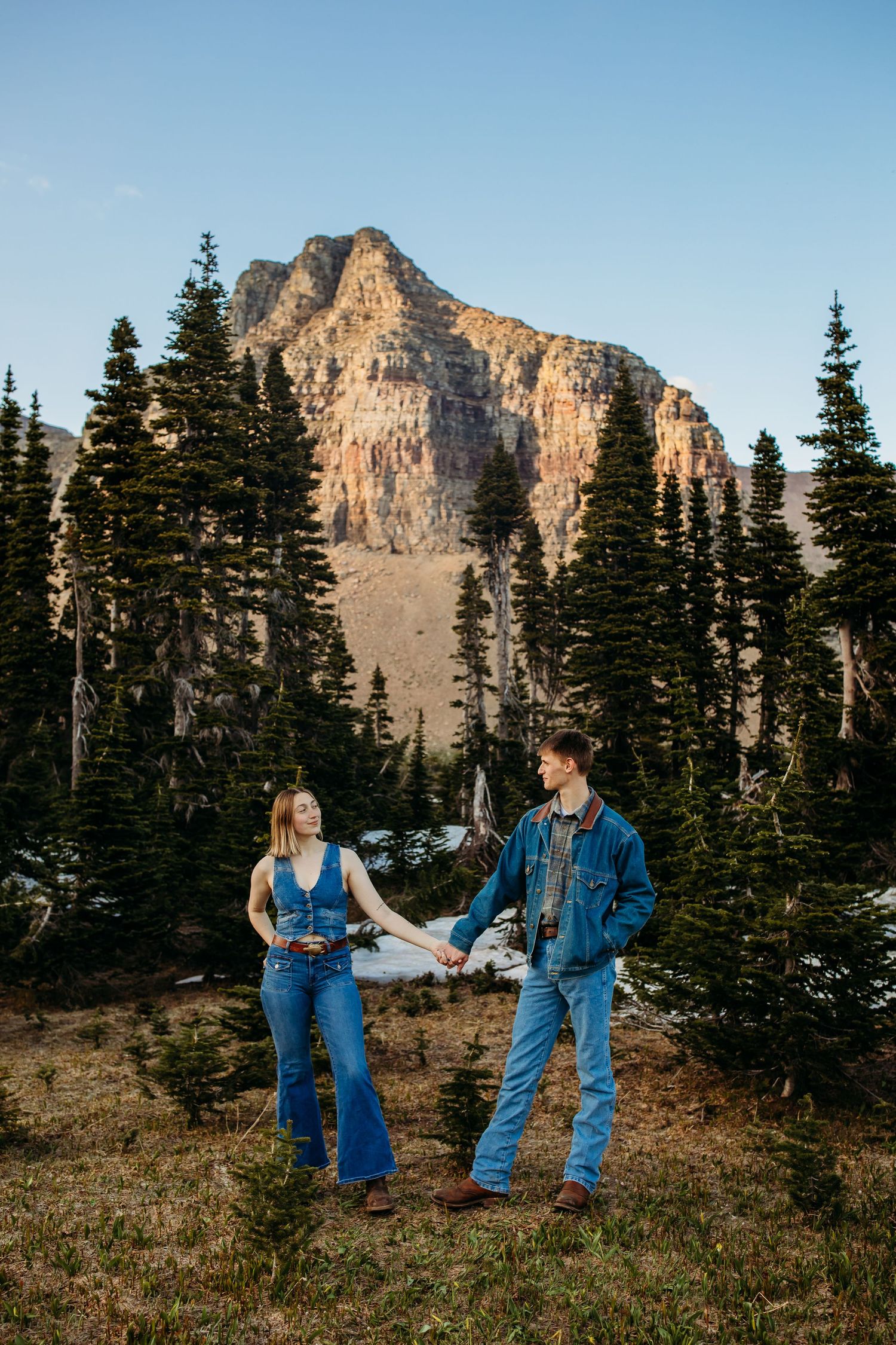 Couples photo session at Logan Pass in Glacier National Park