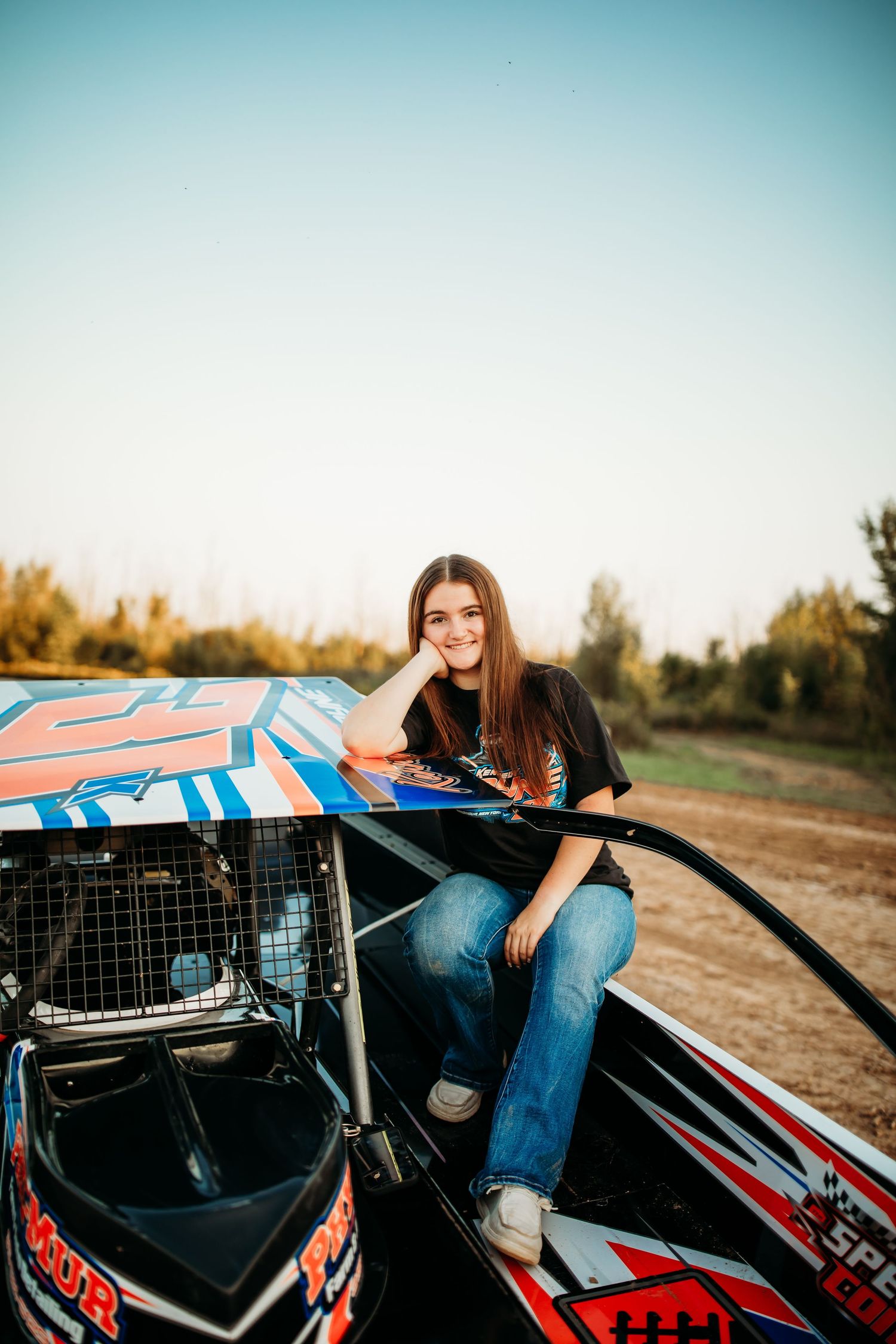 Senior girl photos at the racetrack in Canandaigua