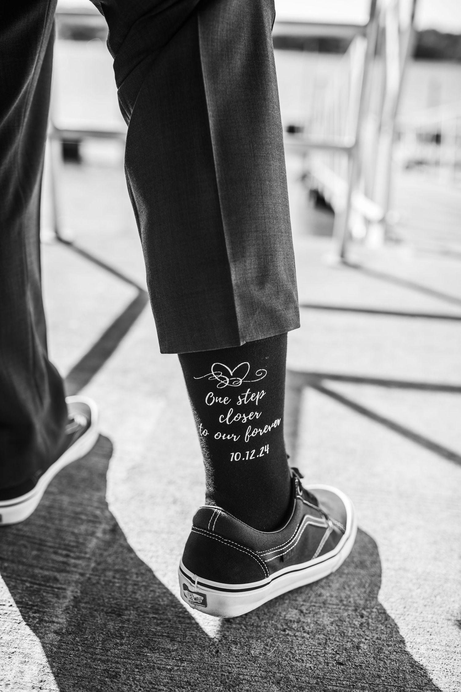 Detail shot of Ashley's Wedding day socks
