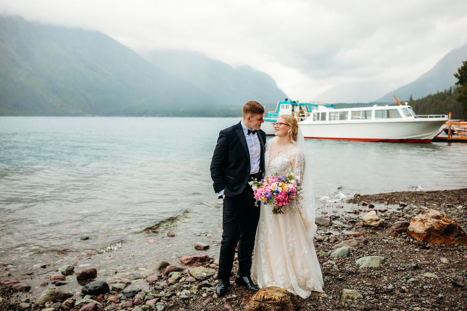 Autumn and Robin's Kalispell MT adventure session on Lake McDonald
