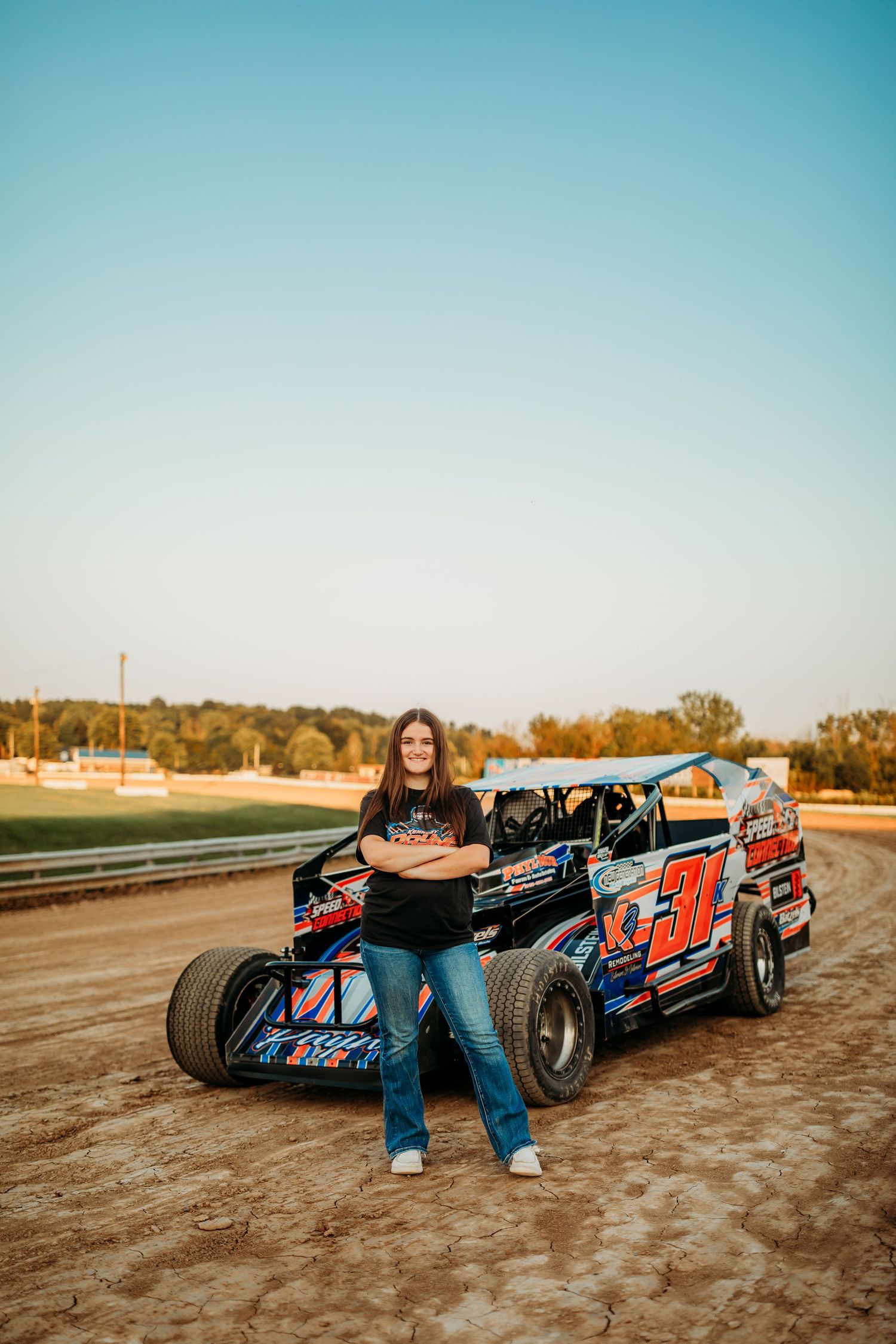 Senior girl photos at the racetrack in Canandaigua