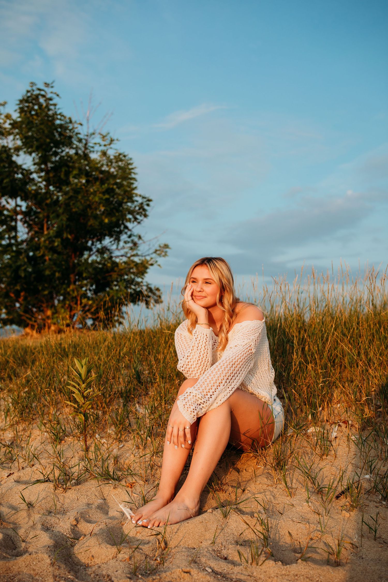 Senior girl photos at the beach in Hamlin, NY at Hamlin Beach