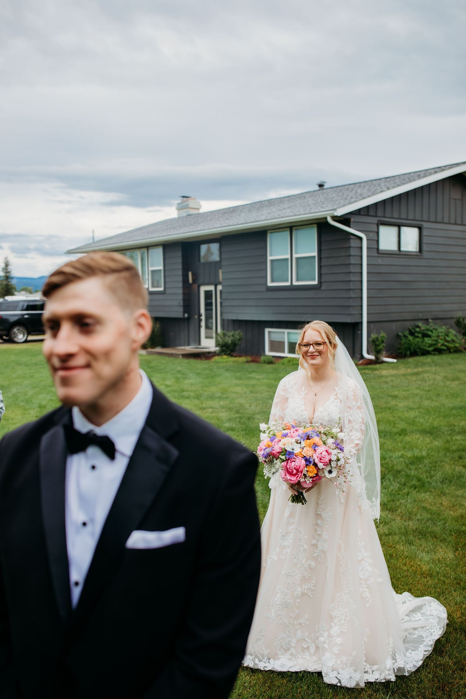 Autumn and Robin's Kalispell MT wedding first look
