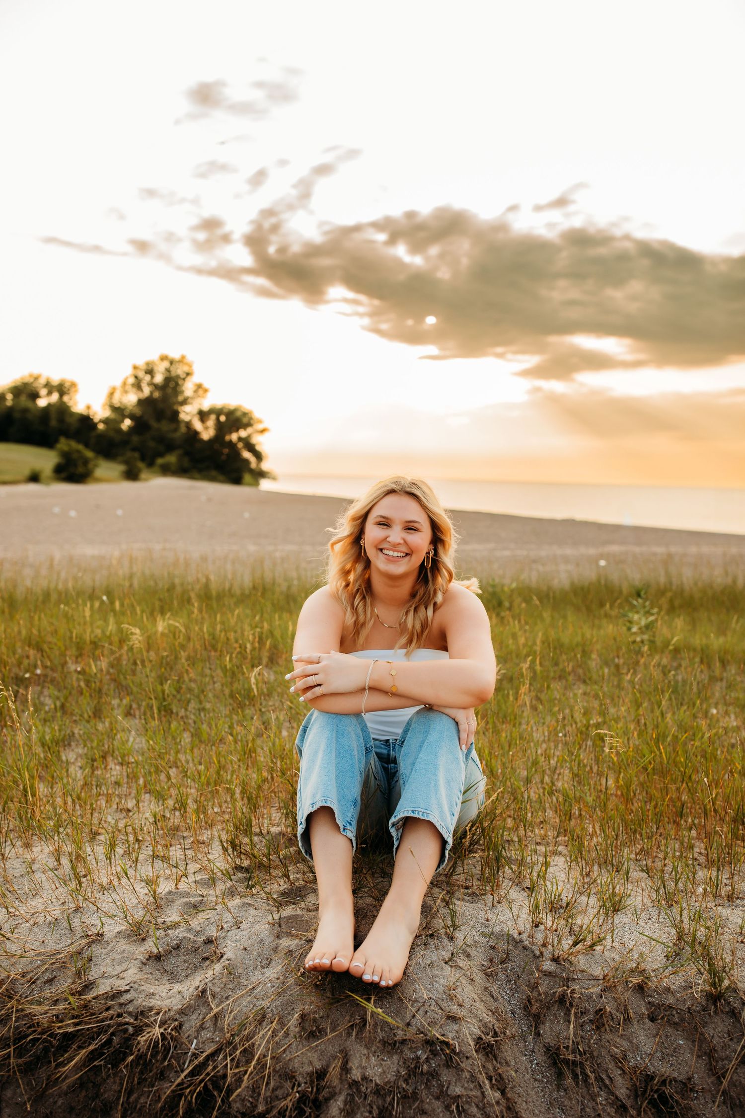Senior girl photos at the beach in Hamlin, NY at Hamlin Beach