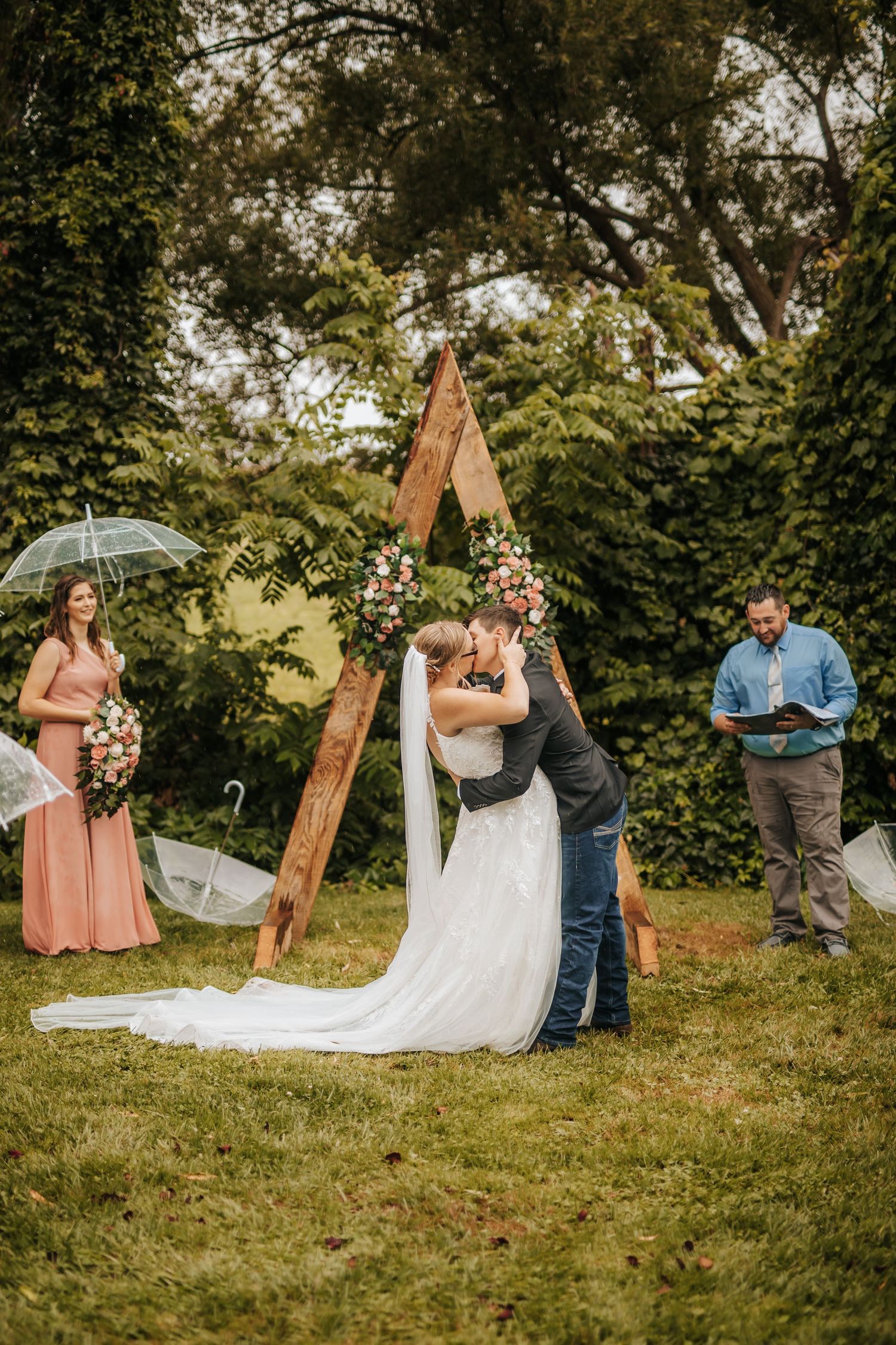 Wedding day in Perry, NY at Normandie Orchards barn wedding venue.