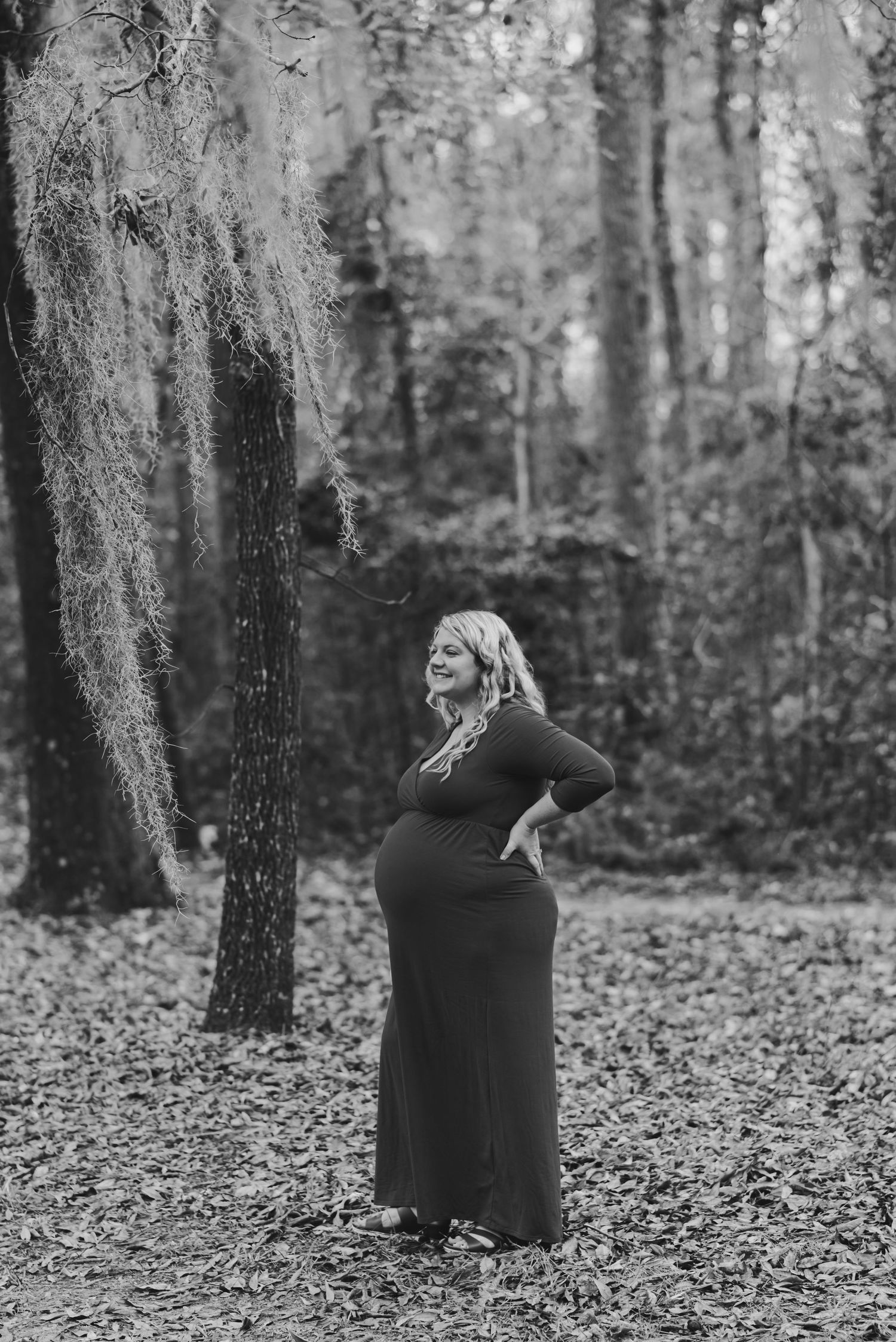 Profile of mom and baby belly at Lake Warren in Hampton, SC.