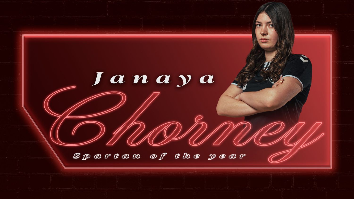 Sports banner design featuring red neon lighting effects.