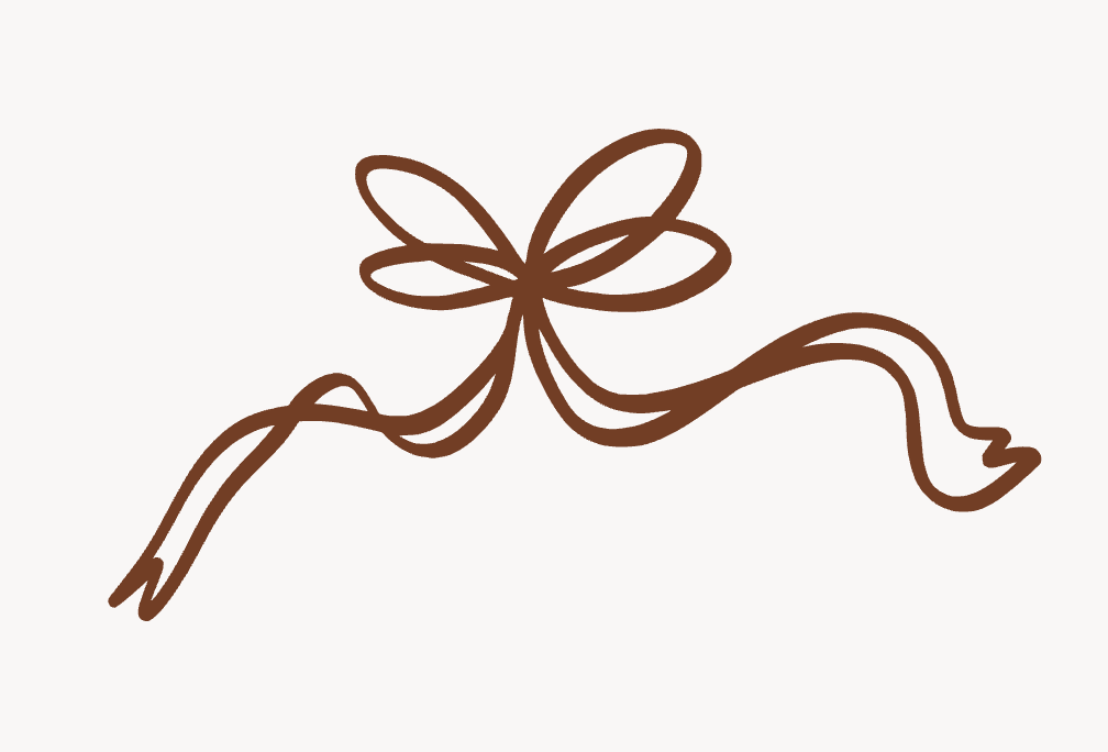 A decorative bunch of brown doodles and swirls drawn in a curving pattern against a white background.