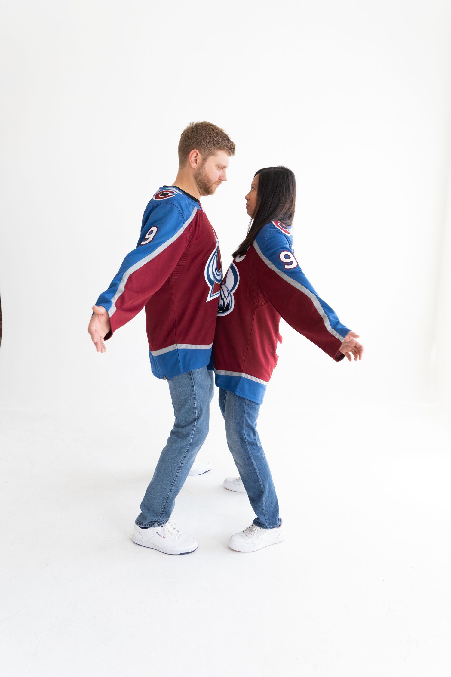 Denver Avalanche Hockey Maternity Portraits at Denver Photo Collective