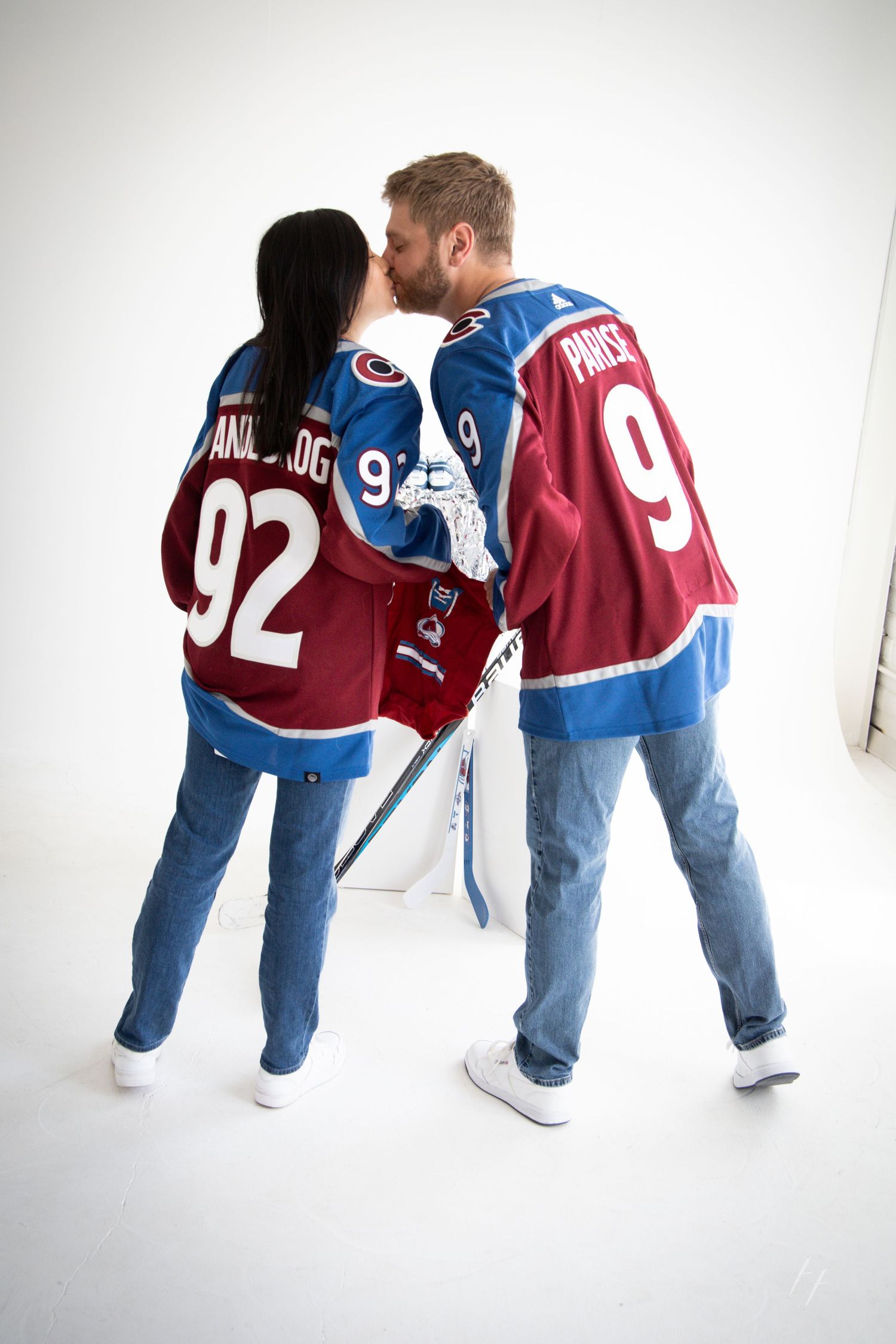 Denver Avalanche Hockey Maternity Portraits at Denver Photo Collective
