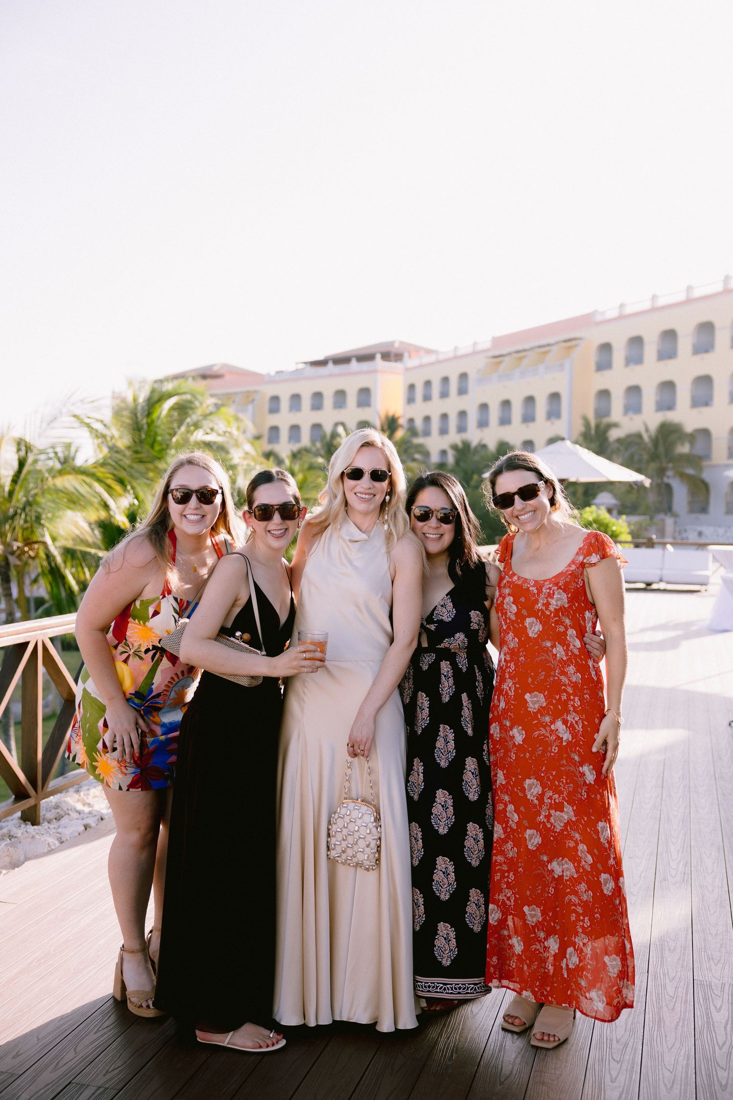 Family and friends reconnecting during a Punta Cana destination wedding weekend