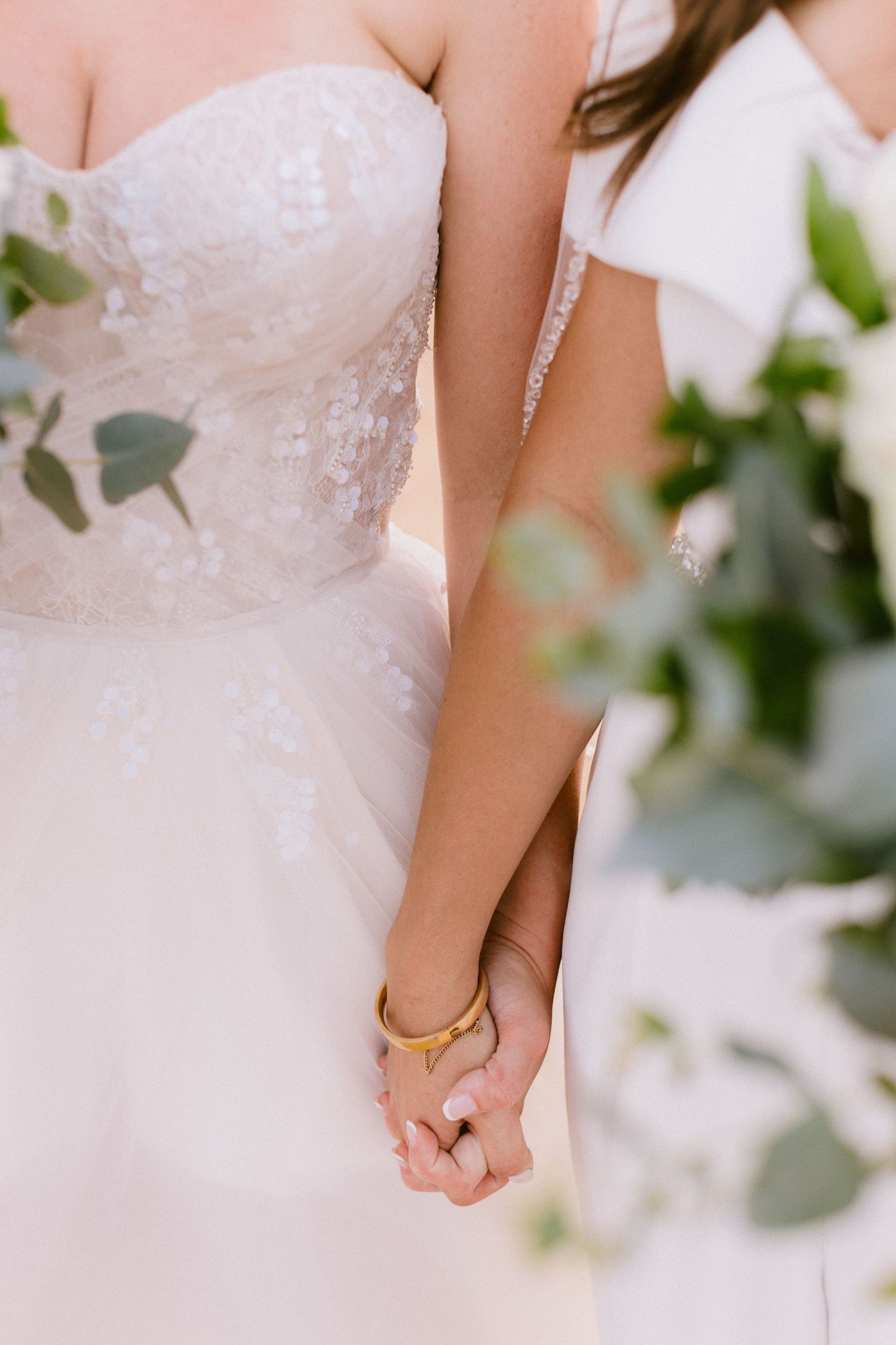 Romantic wedding portraits of two brides at Finest Punta Cana