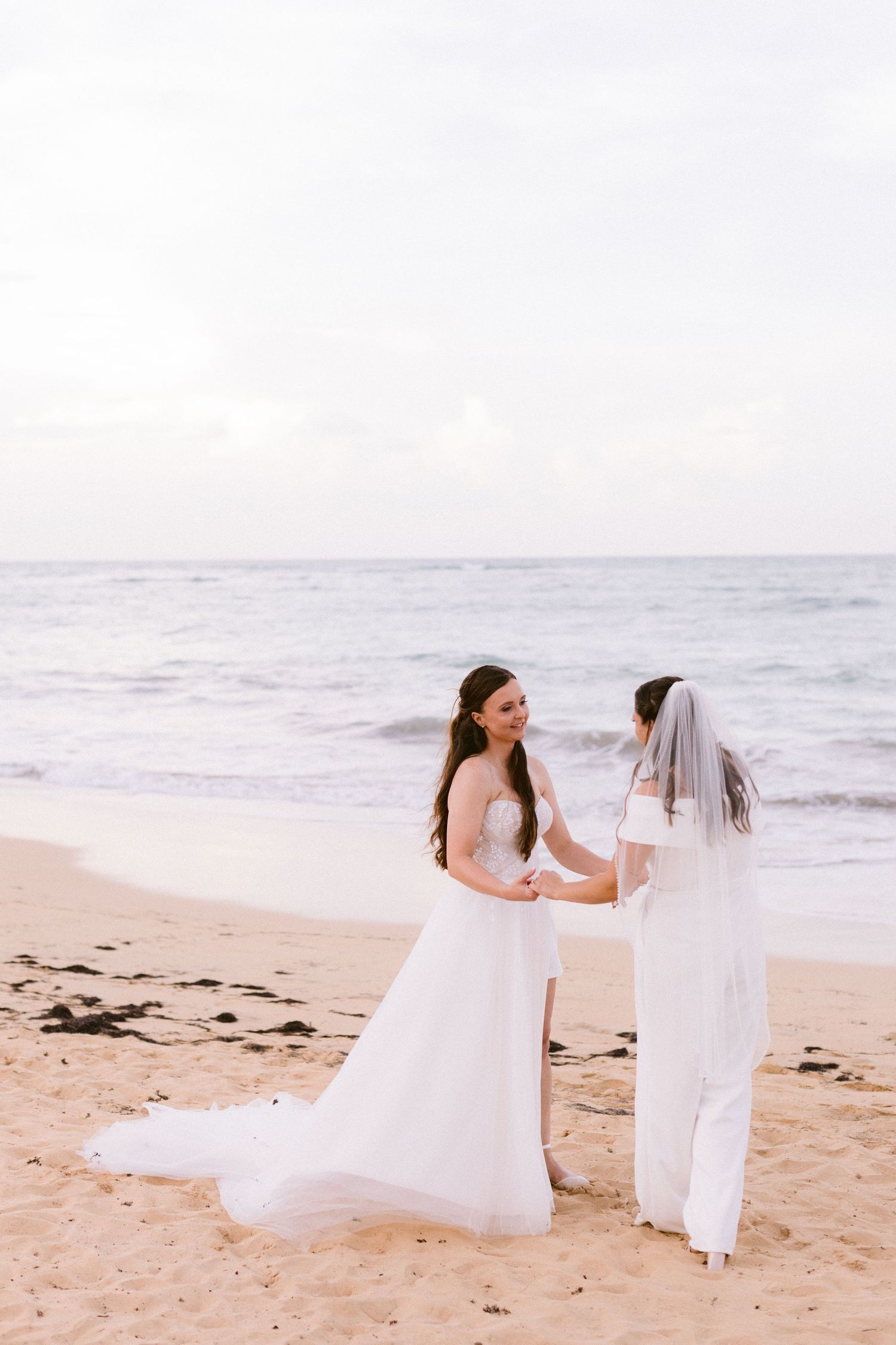 Romantic wedding portraits of two brides at Finest Punta Cana