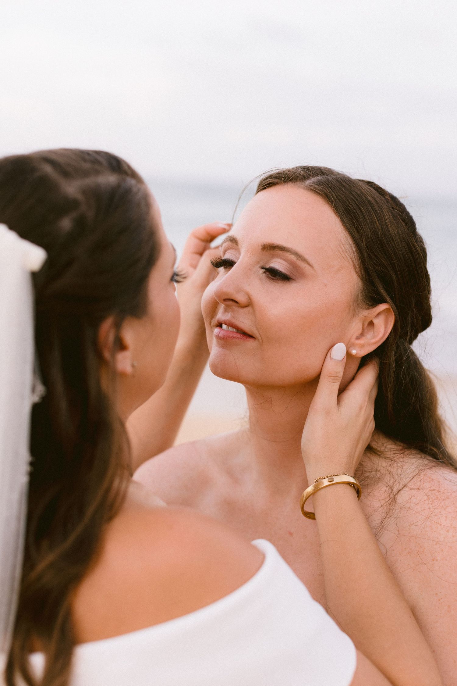 Romantic wedding portraits of two brides at Finest Punta Cana