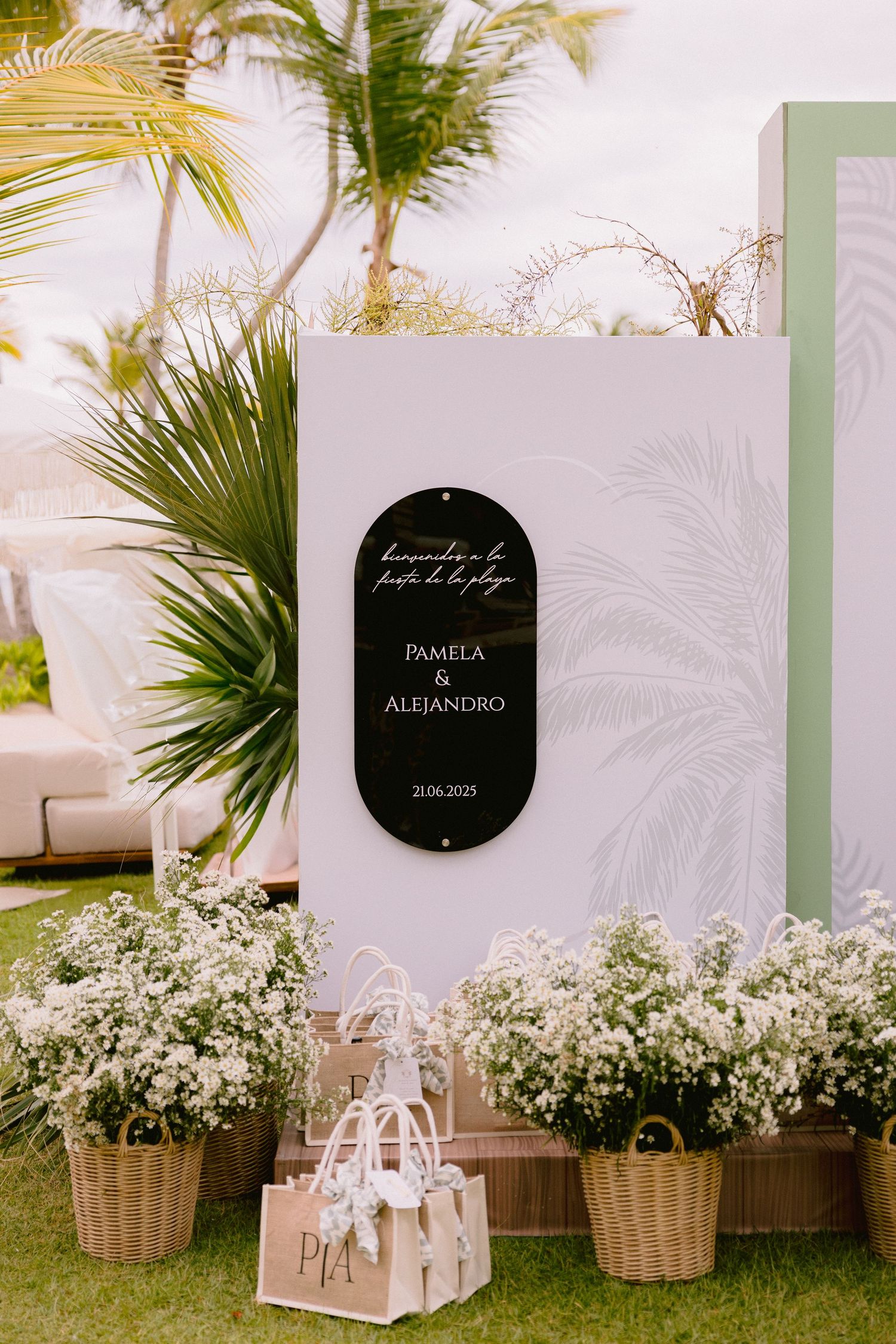 Outdoor destination wedding ceremony in Punta Cana surrounded by family and friends