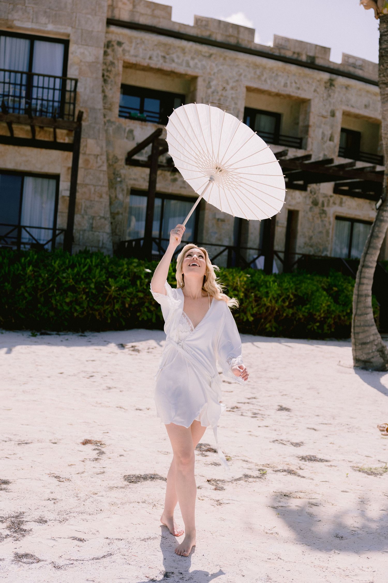 Punta Cana bride smiling at the beach