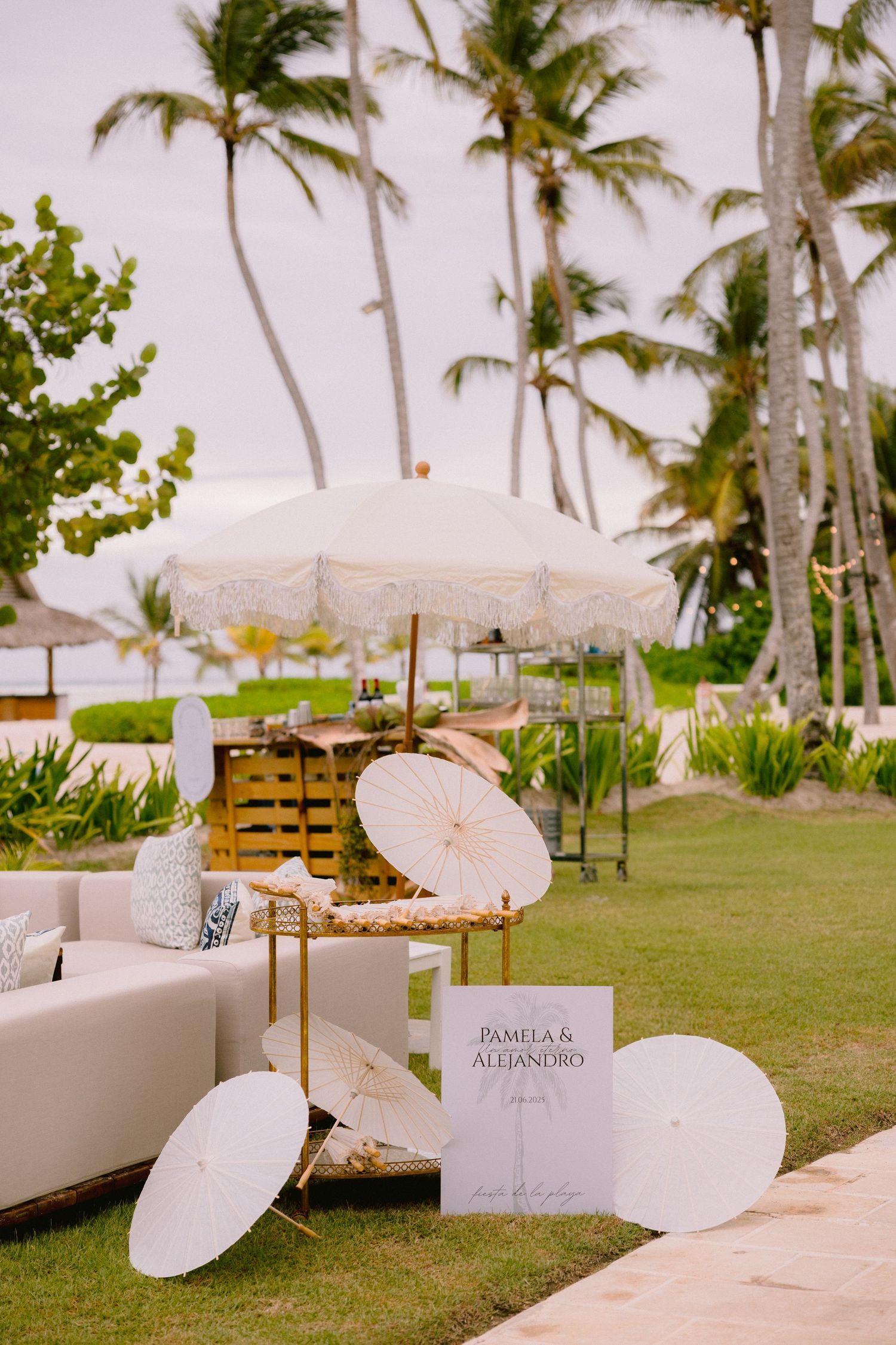 Wedding guests celebrating at a welcome party in Punta Cana, Dominican Republic