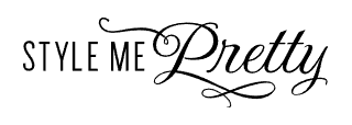 Style Me Pretty elegant script and serif logo in black on white background.