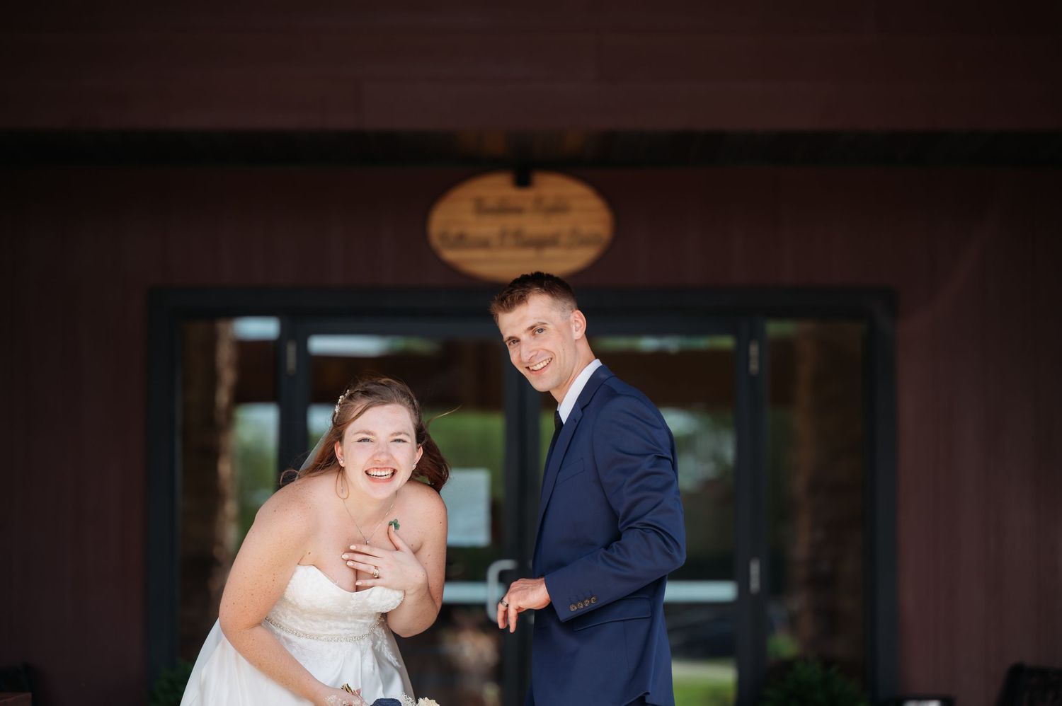 A couple shares a tender moment during their first dance at an elegant wedding reception. Pease Minnesota Wedding at Northern Lights Ballroo