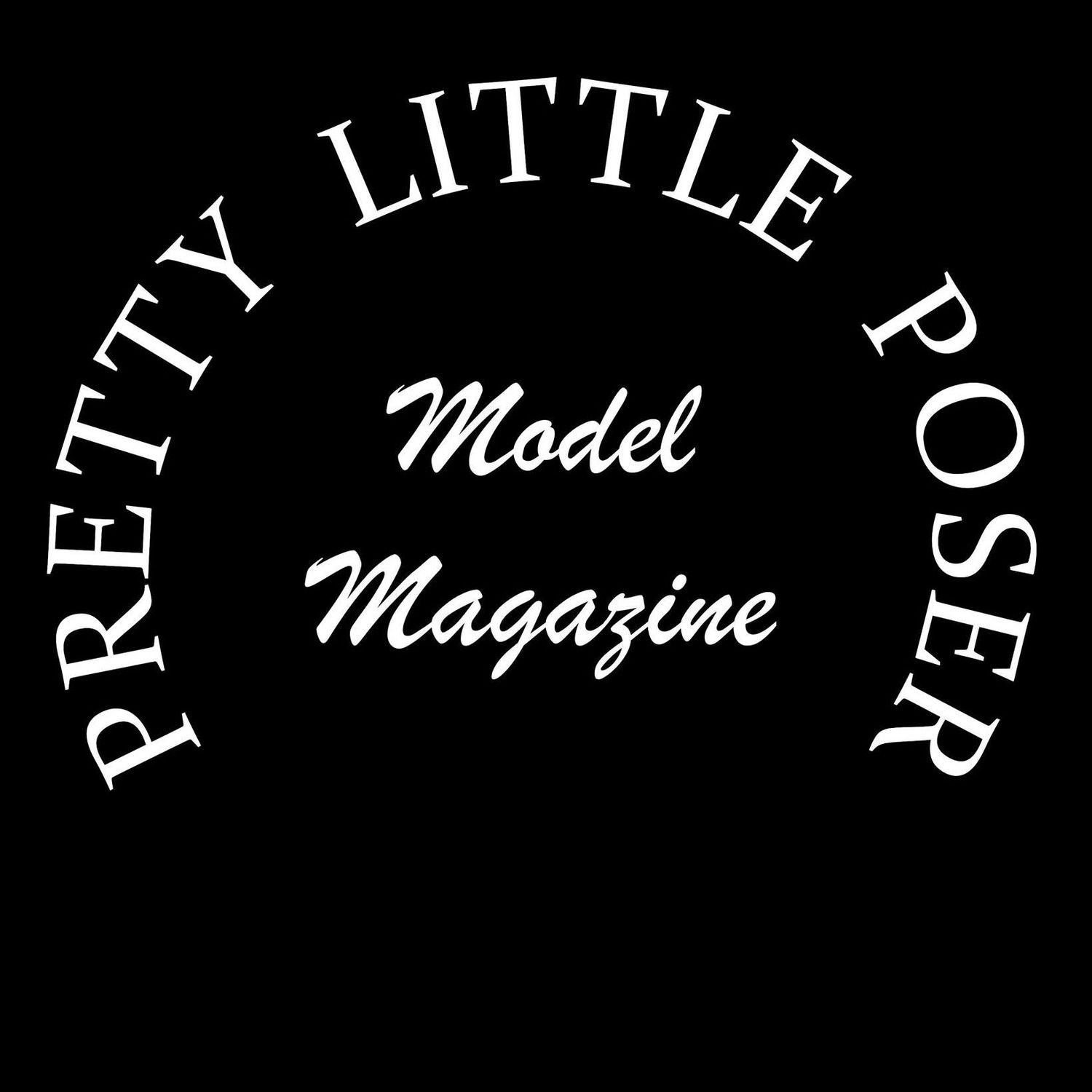 Vintage black and white circular logo design for Pretty Little Poser Model Magazine with elegant typography.