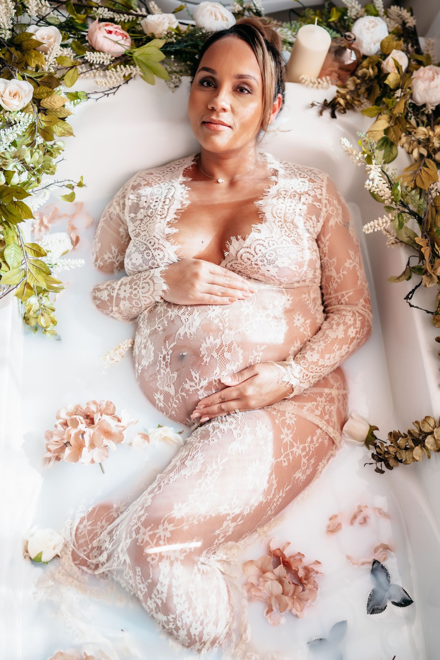 milk bath maternity session in Hagerstown Maryland